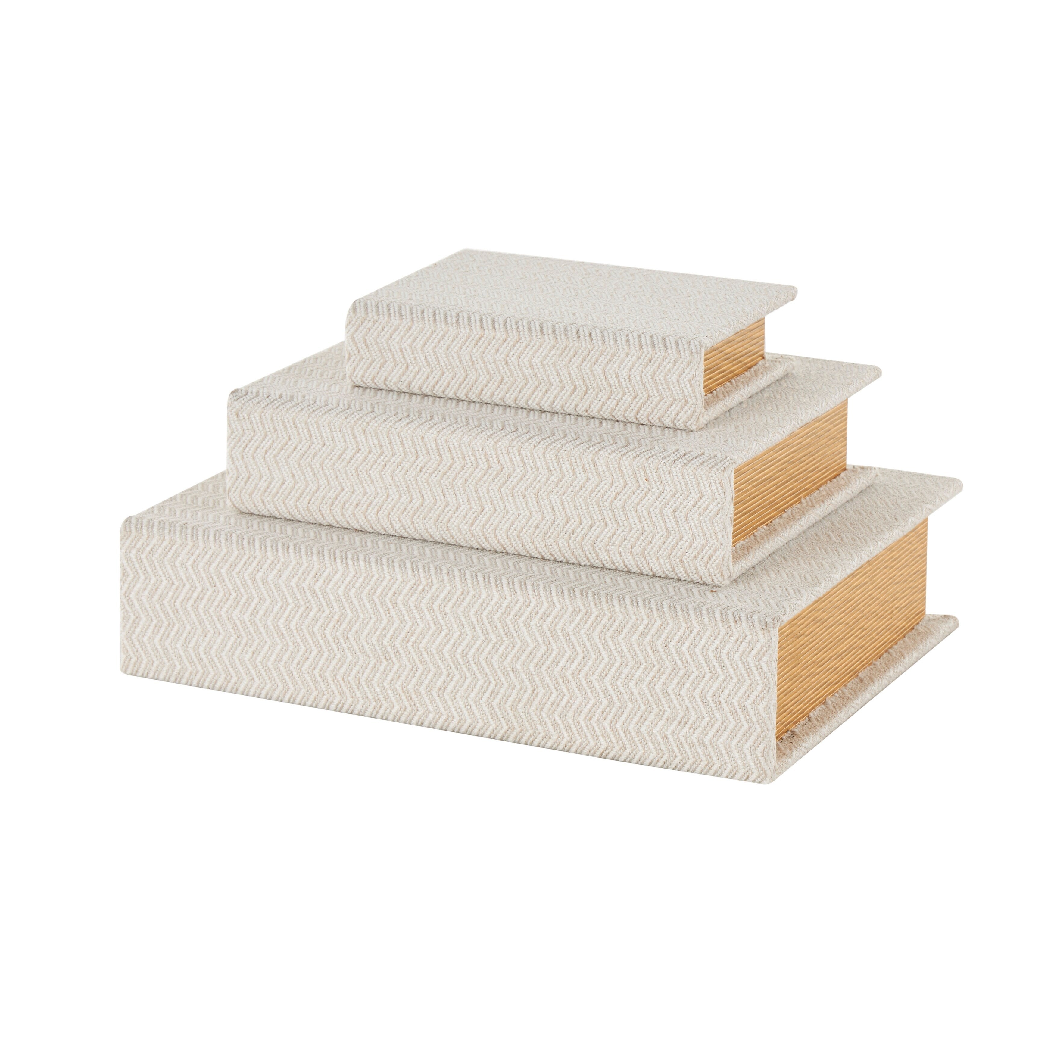 Linen Leather or Wooden Fabric Storage Book Decorative Box - Set of 3 or 4 Multi Colored - Roche River Decor