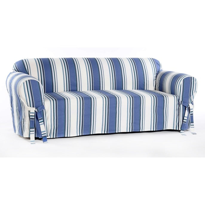 Classic Slipcovers Classic Stripe Cotton Loveseat Slipcover - N/A