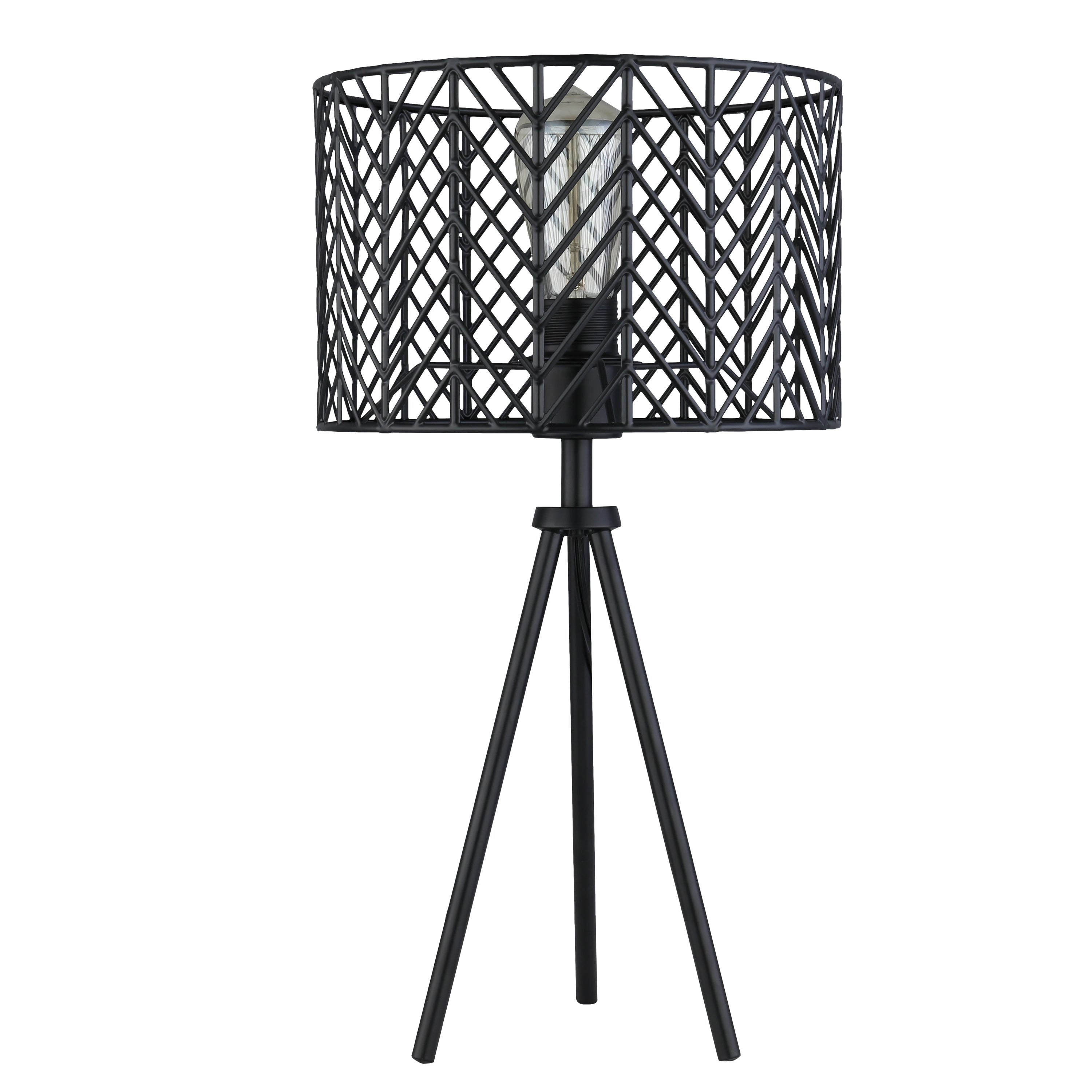 Roisin River of Goods Black Metal Cage-Shade 18.5-Inch Tripod-Base Accent Lamp - 10.125 x 10.125 x 18.5