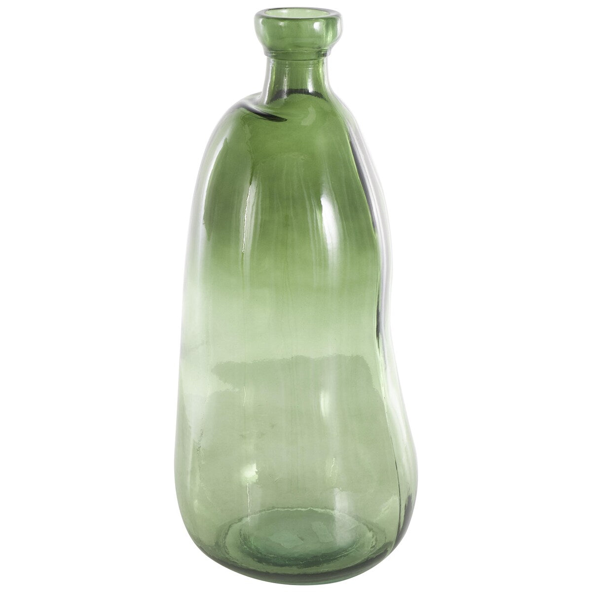 Recycled Glass Abstract Handmade Curved Spanish Bottle Decorative Vase - Green, Blue, Clear, Brown - Roche River Decor