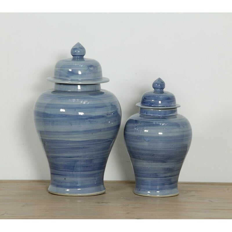 Blue Porcelain Vintage Temple Jar