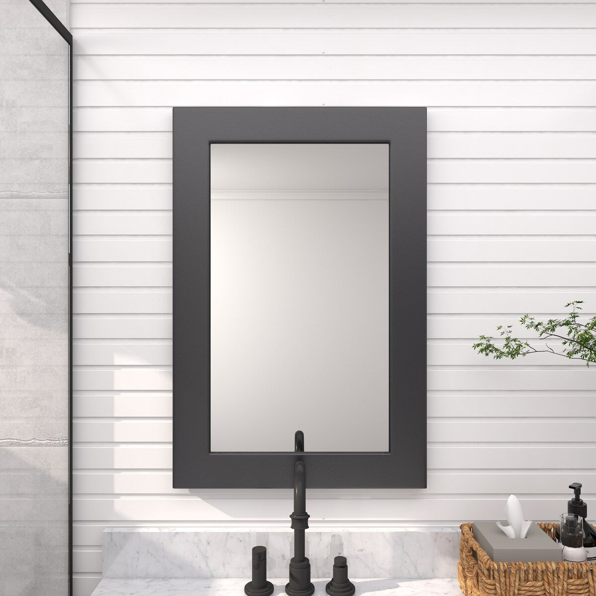 Wooden Rectangular Minimalistic Room Wall Mirror - White or Black - Roche River Decor