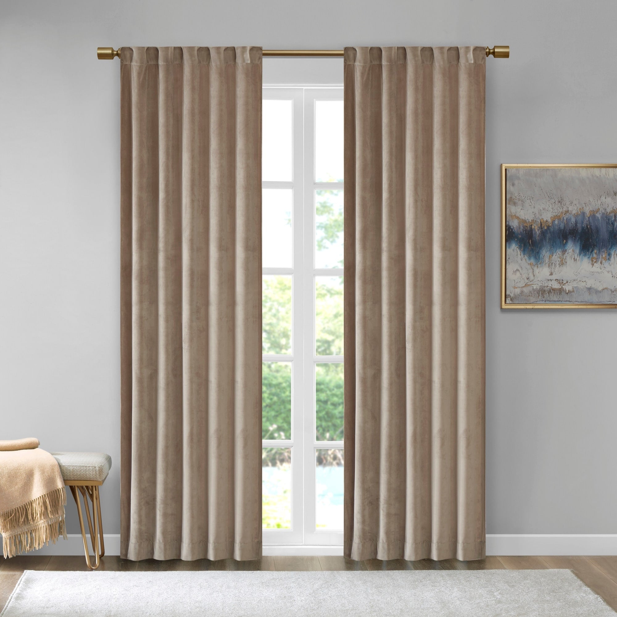 510 Design Garett Room Darkening Poly Velvet Rod Pocket/Back Tab Curtain Panel Pair