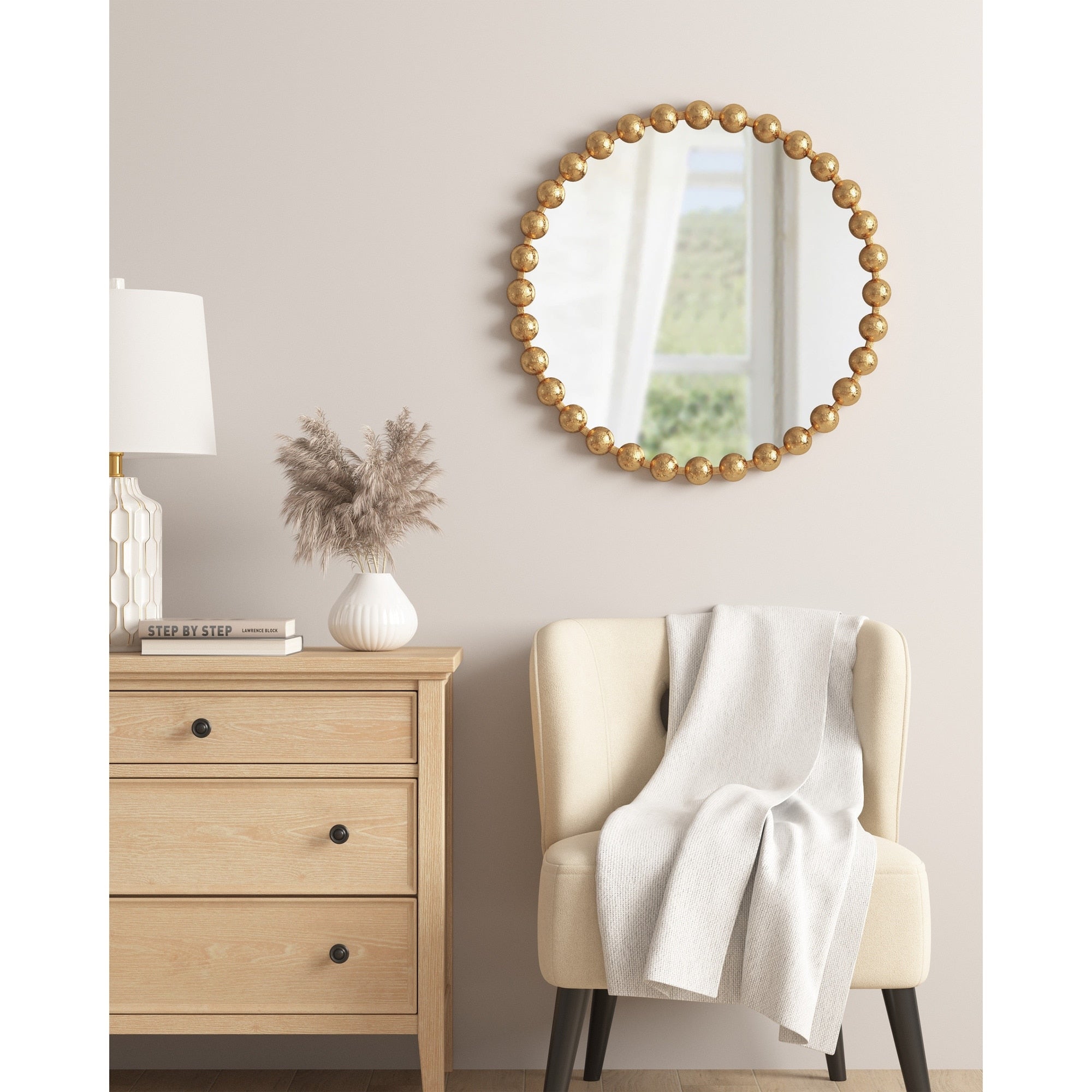 Madison Park Signature Marlowe Beaded Round Wall Mirror