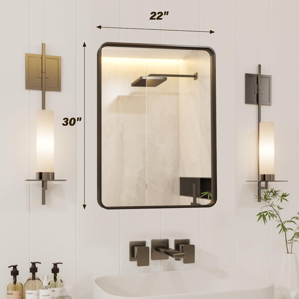 Black Metal Framed Bathroom Mirror