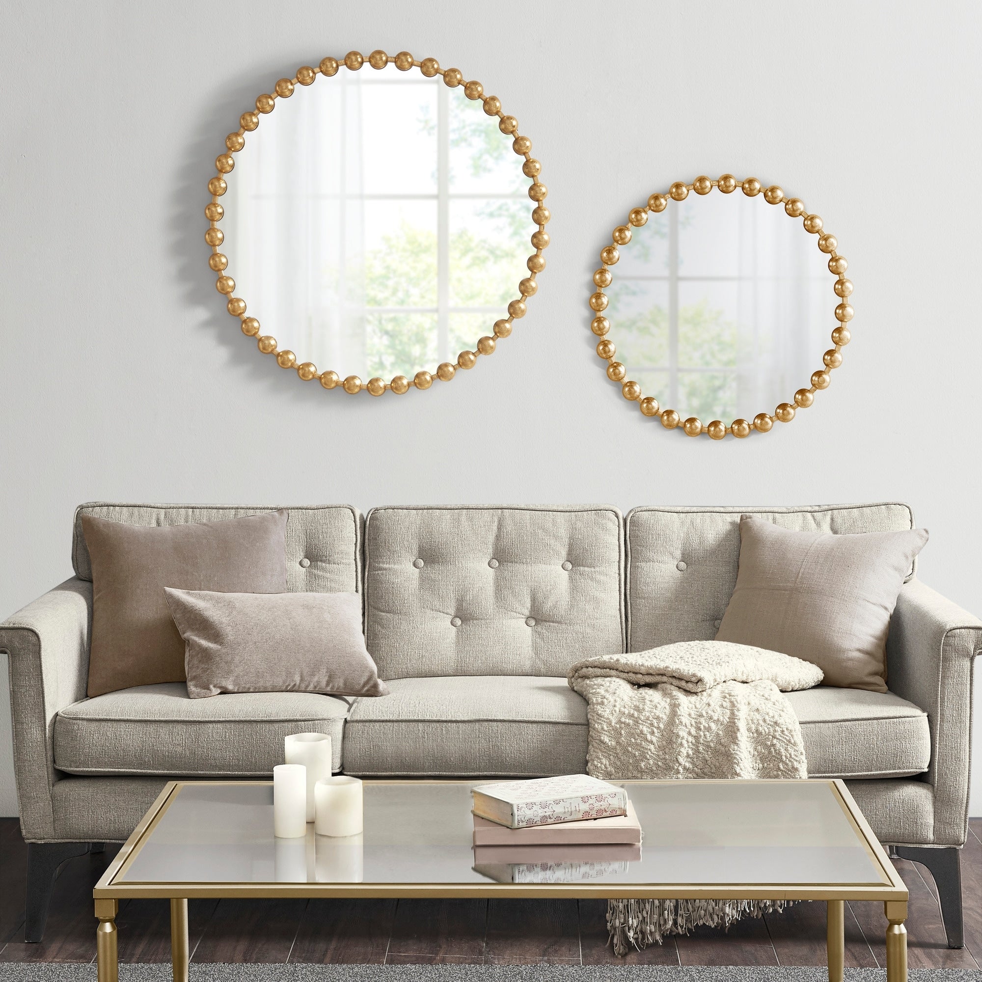 Madison Park Signature Marlowe Beaded Round Wall Mirror