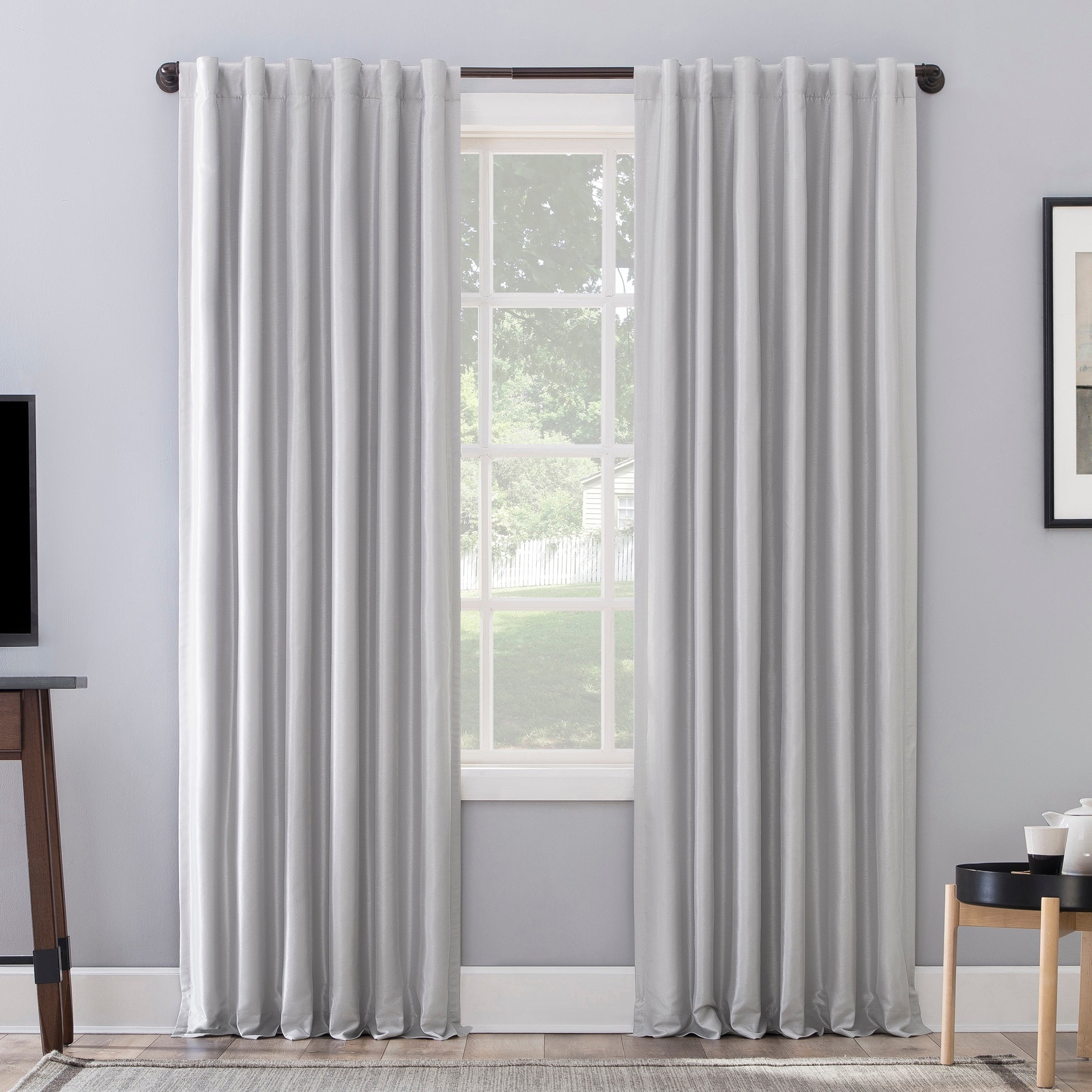 Sun Zero Evelina Faux Dupioni Silk Thermal Extreme Total Blackout Back Tab Curtain Panel, Single Panel