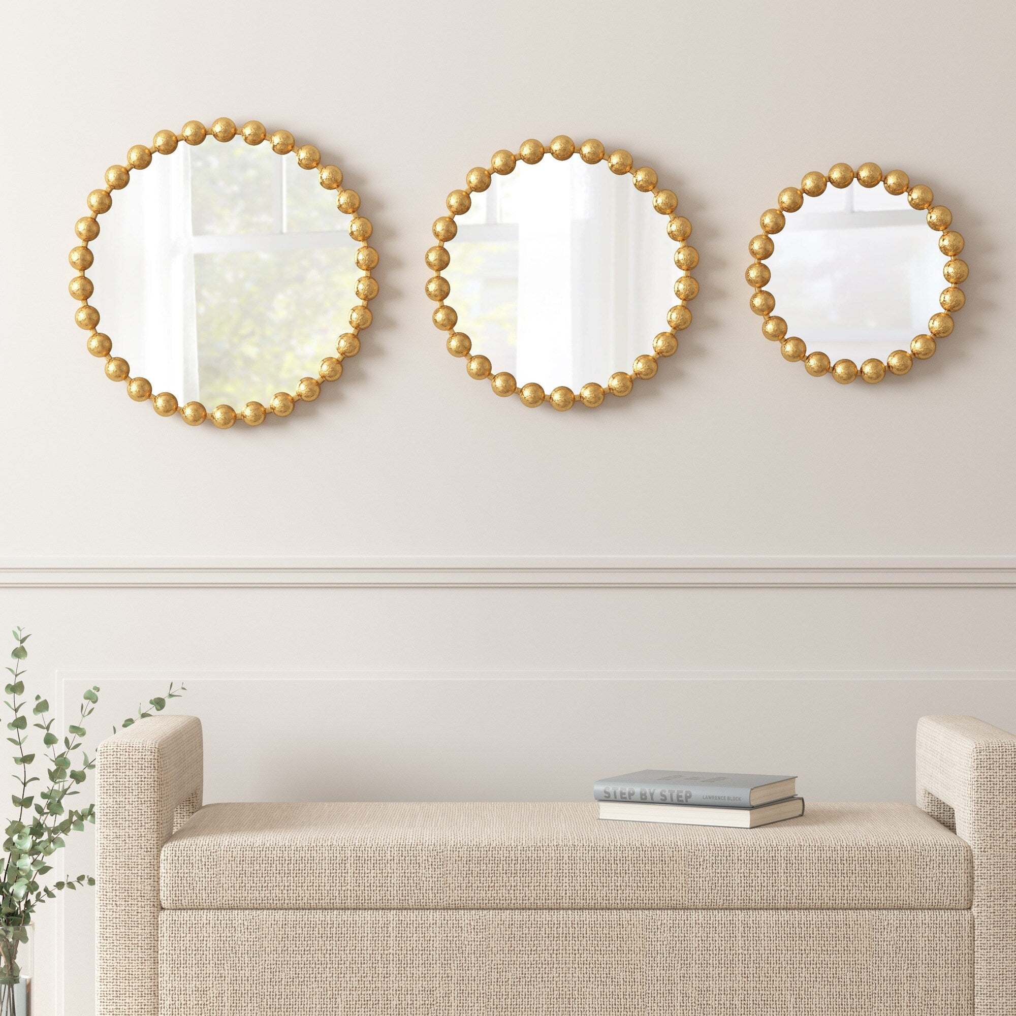 Madison Park Signature Marlowe Beaded Round Wall Mirror