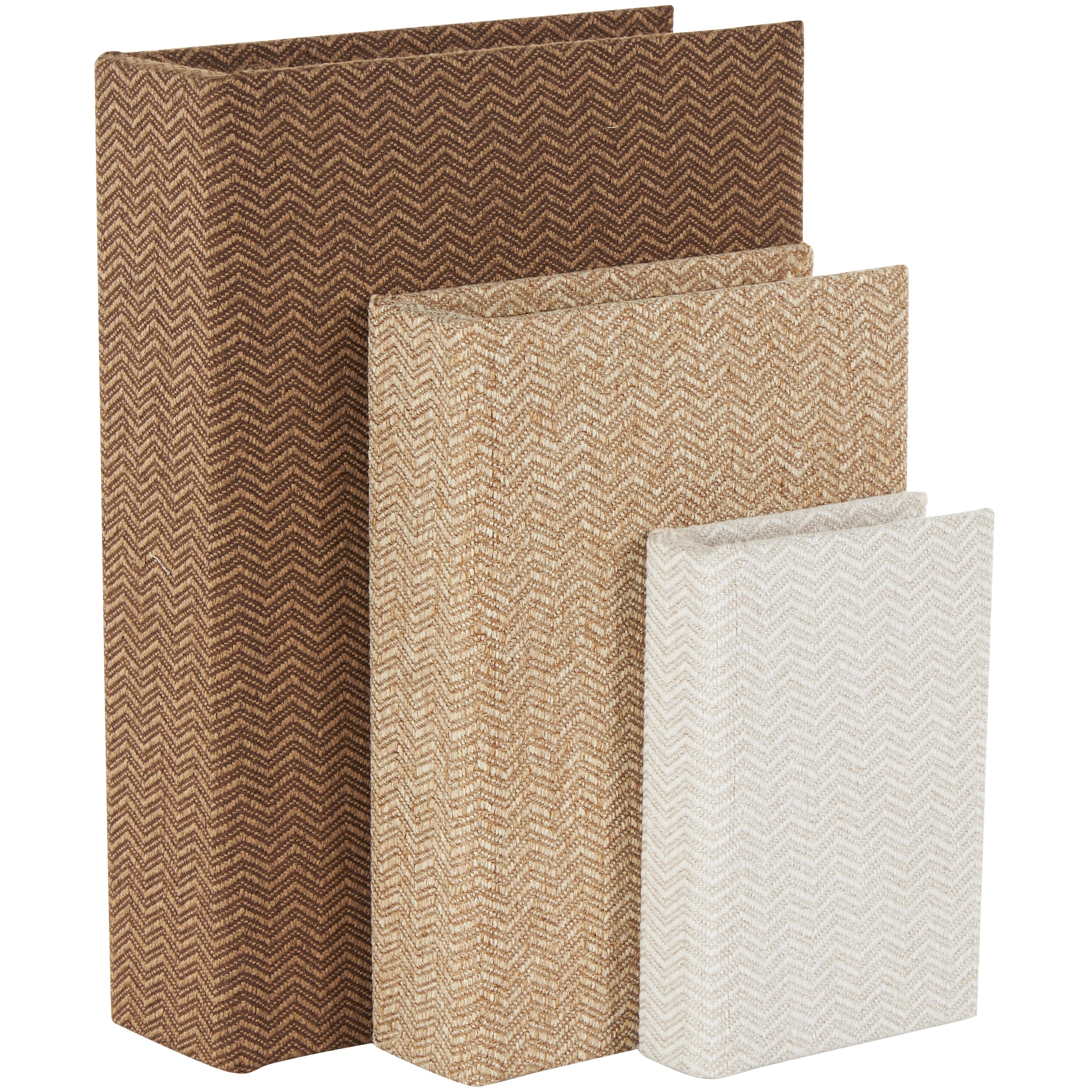 Linen Leather or Wooden Fabric Storage Book Decorative Box - Set of 3 or 4 Multi Colored - Roche River Decor