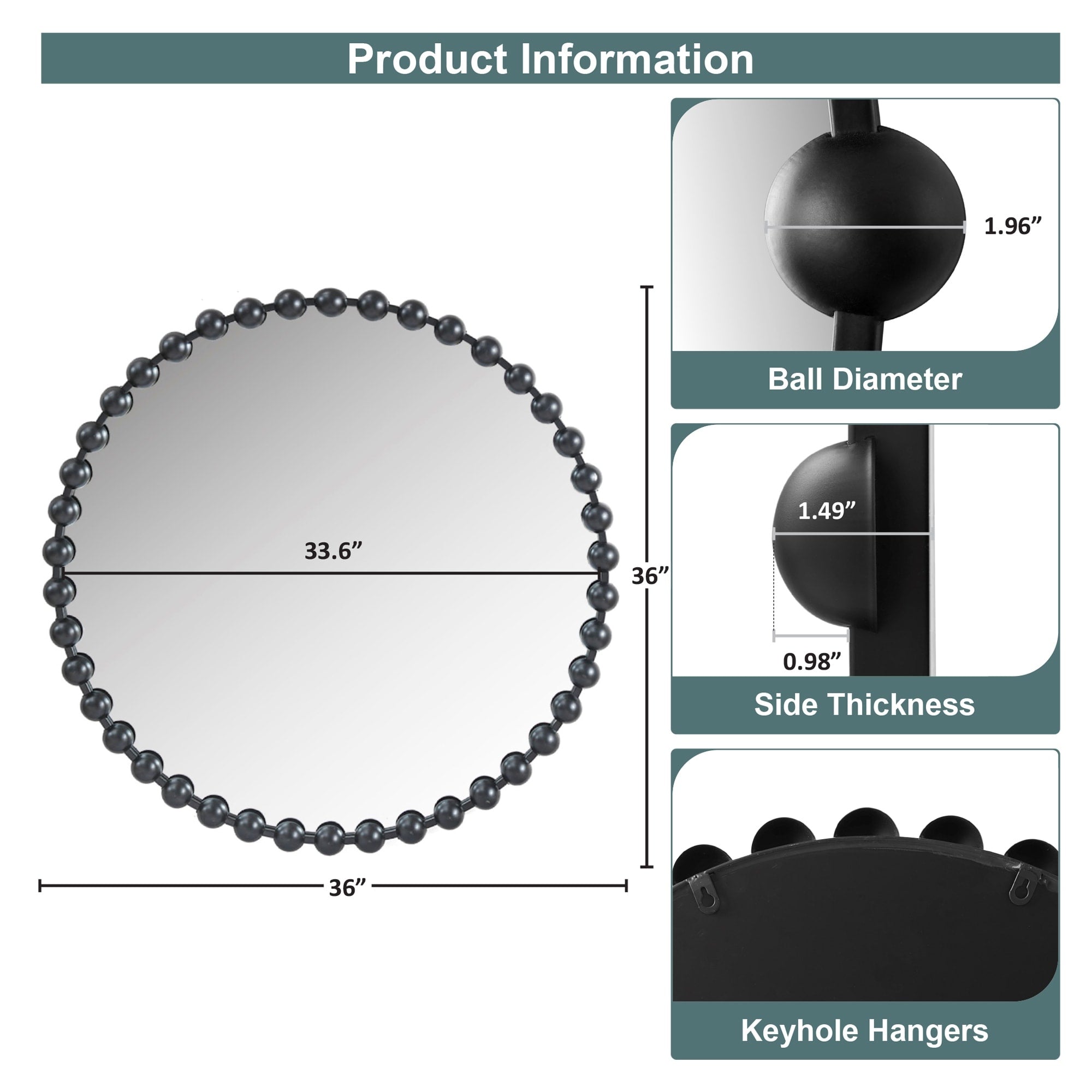 Madison Park Signature Marlowe Beaded Round Wall Mirror