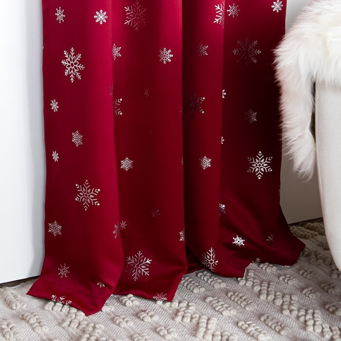 Aurora Home Silver Foil Snowflake Thermal Insulated Blackout Curtains