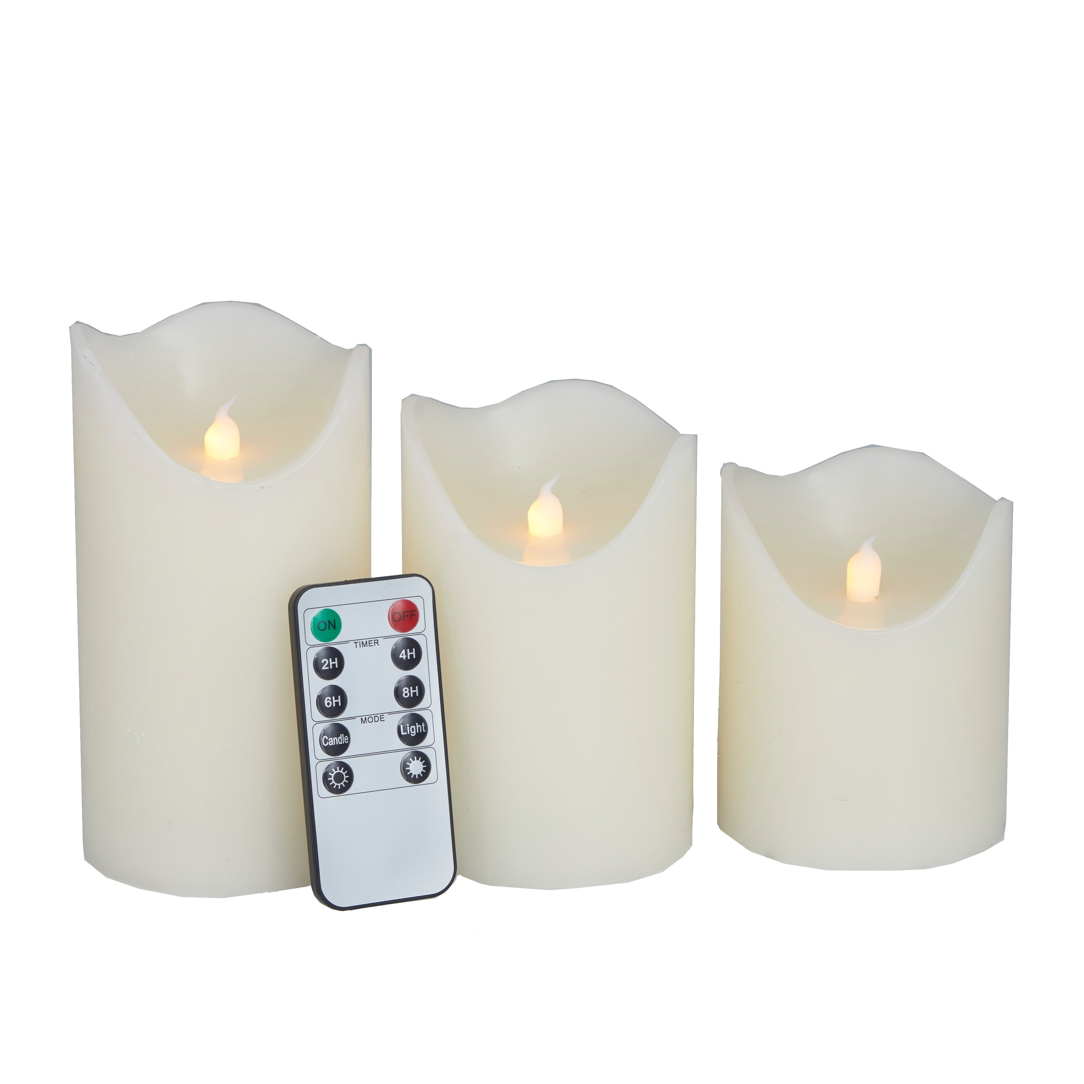 Silver, Cream, Red or Gold Wax Gold Base Flameless Candle with Remote Control (Set of 3) - S/3 6, 5, 4H