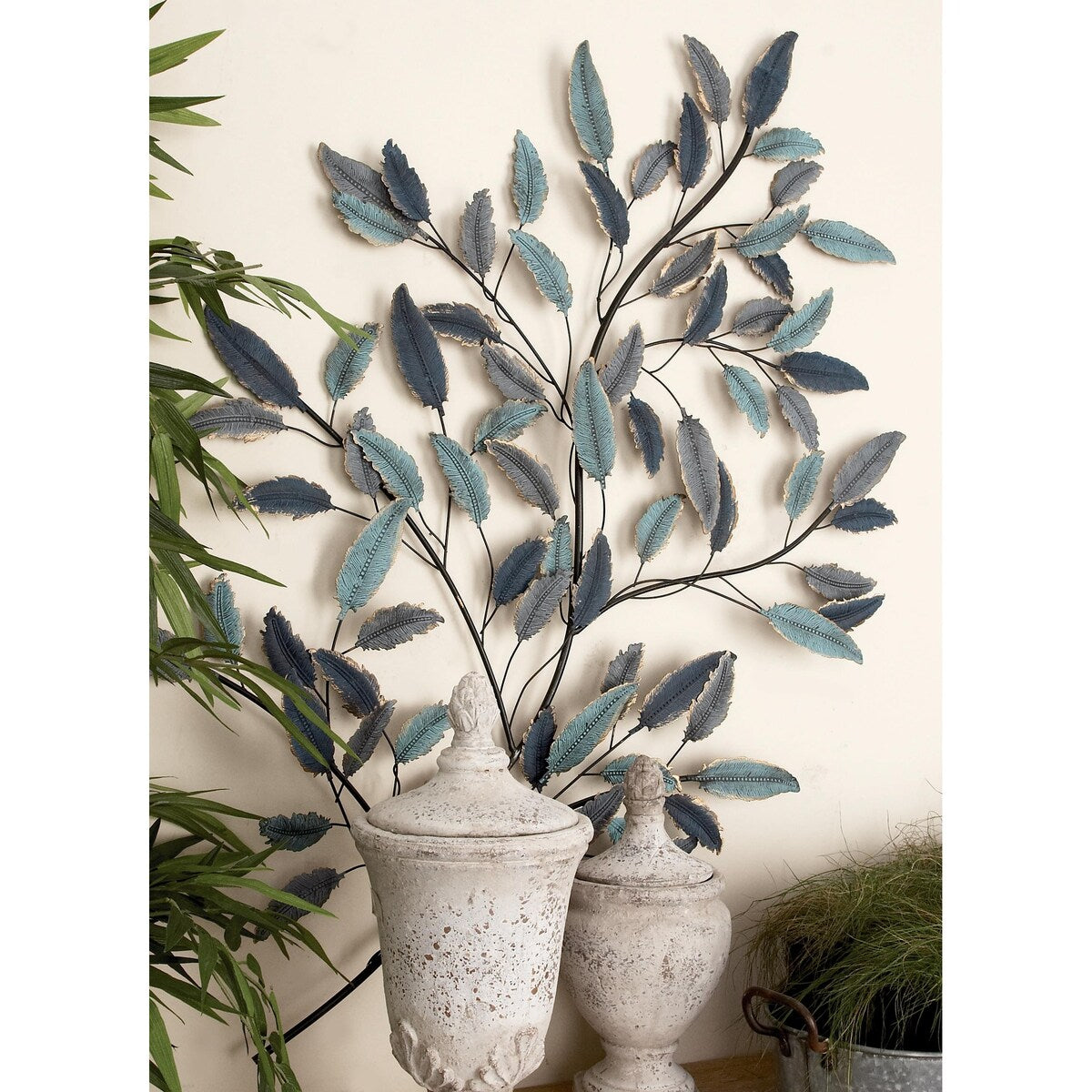 Metal Leaf Home Wall Decor - Blue - Roche River Decor