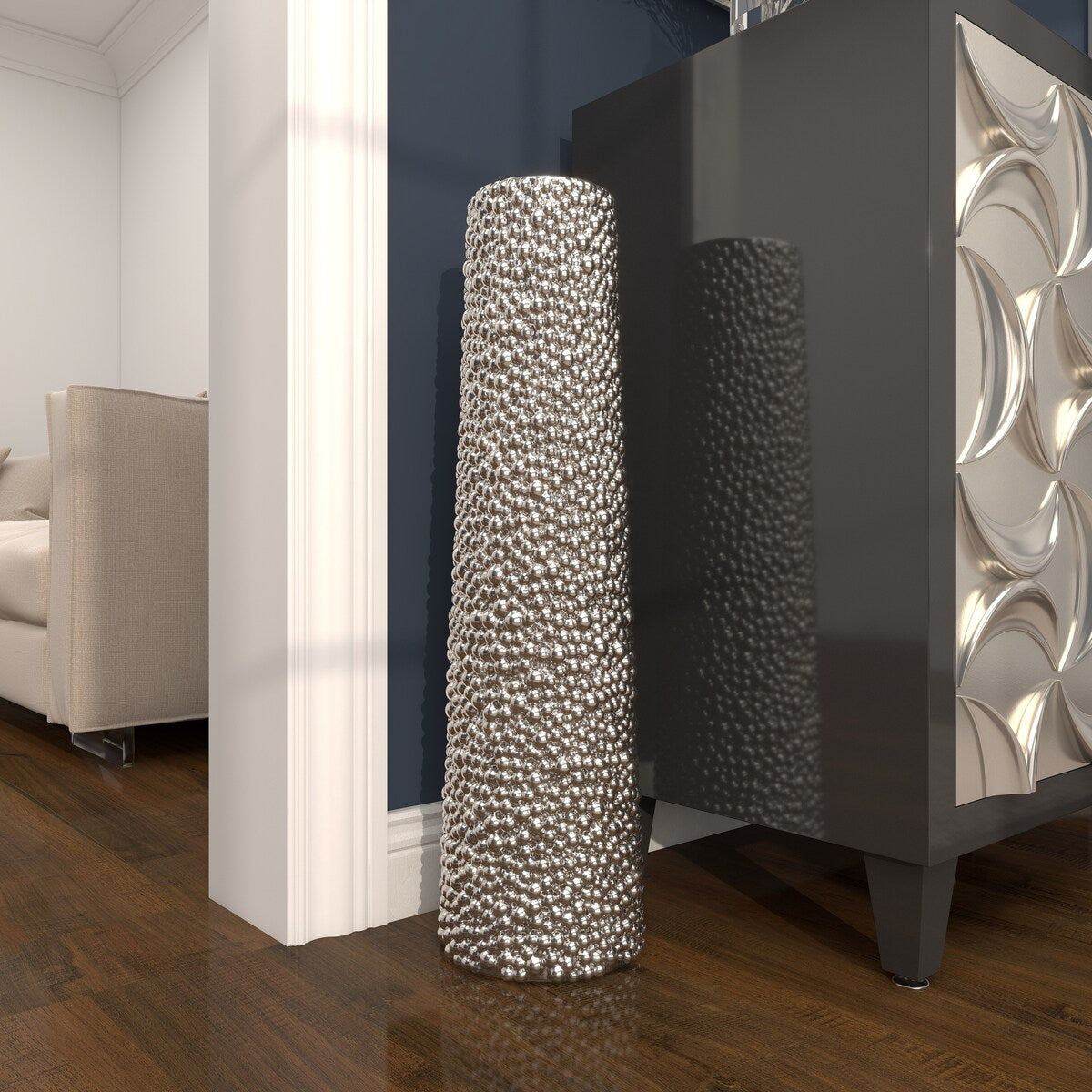 Ceramic Tall Cone Decorative Vase with Bubble Texture - Silver, White, Black, Gold - Roche River Decor