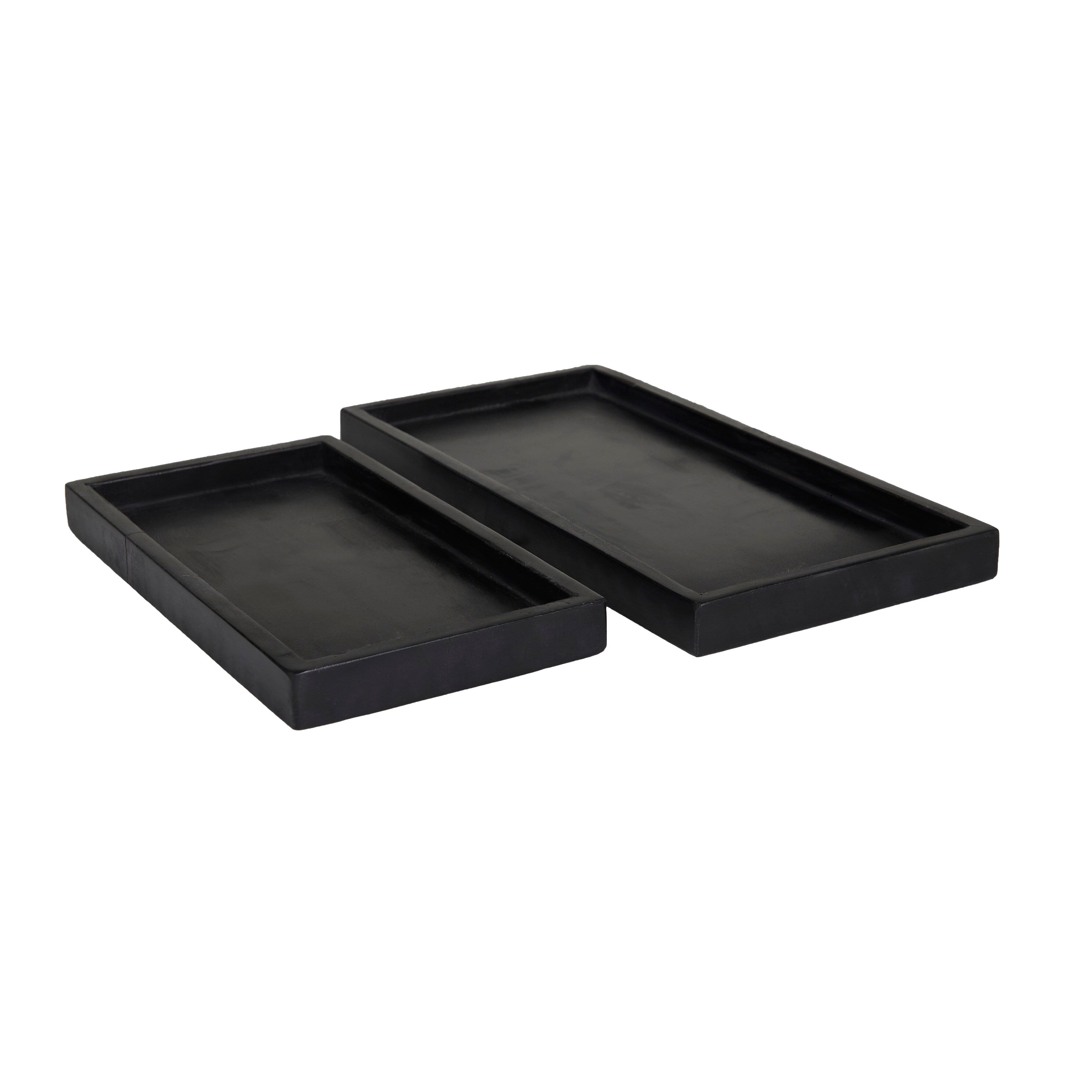 CosmoLiving by Cosmopolitan Marble Tray with Raised Border (Set of 2) - White, Black, Green