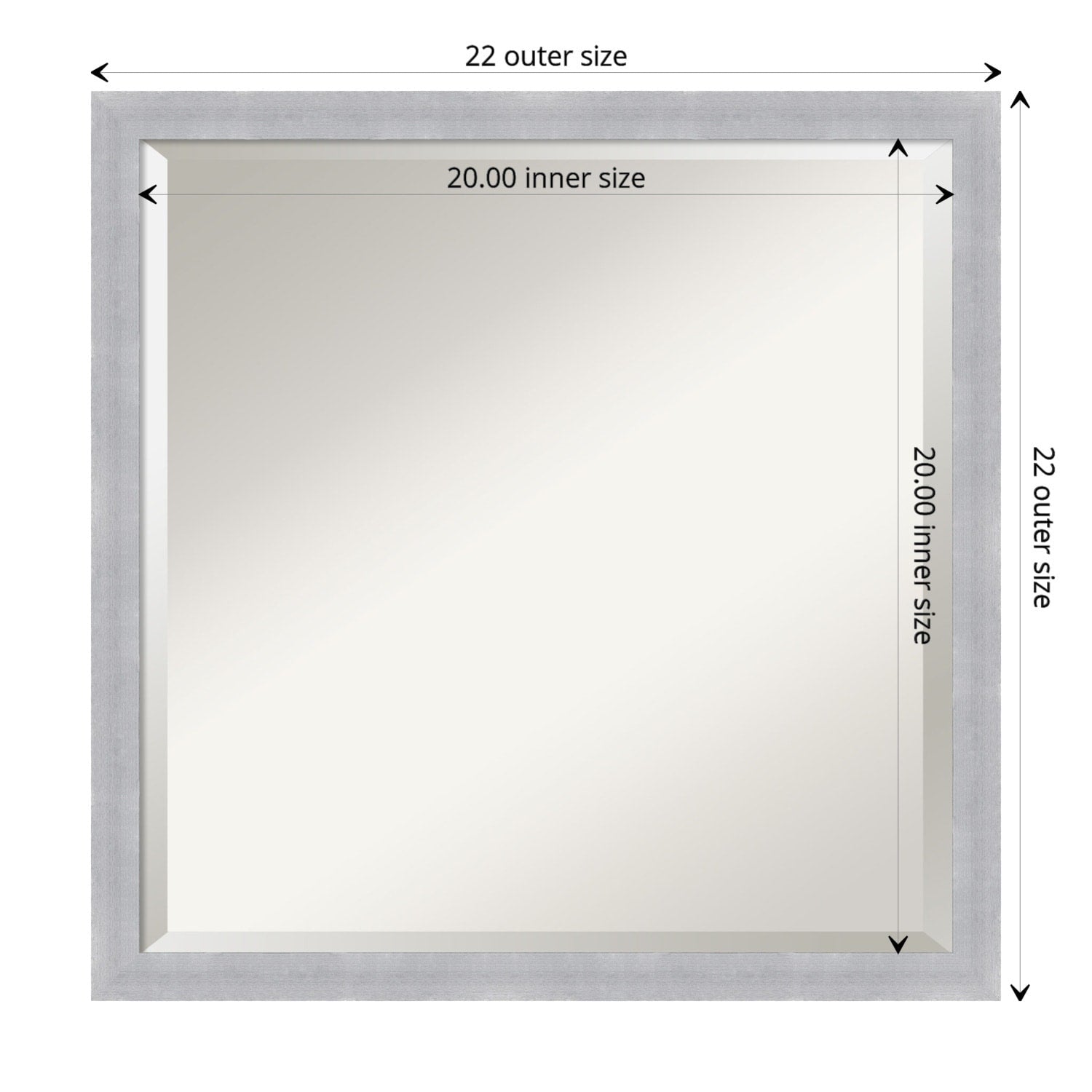 Beveled Bathroom Wall Mirror - Grace Brushed Narrow Frame