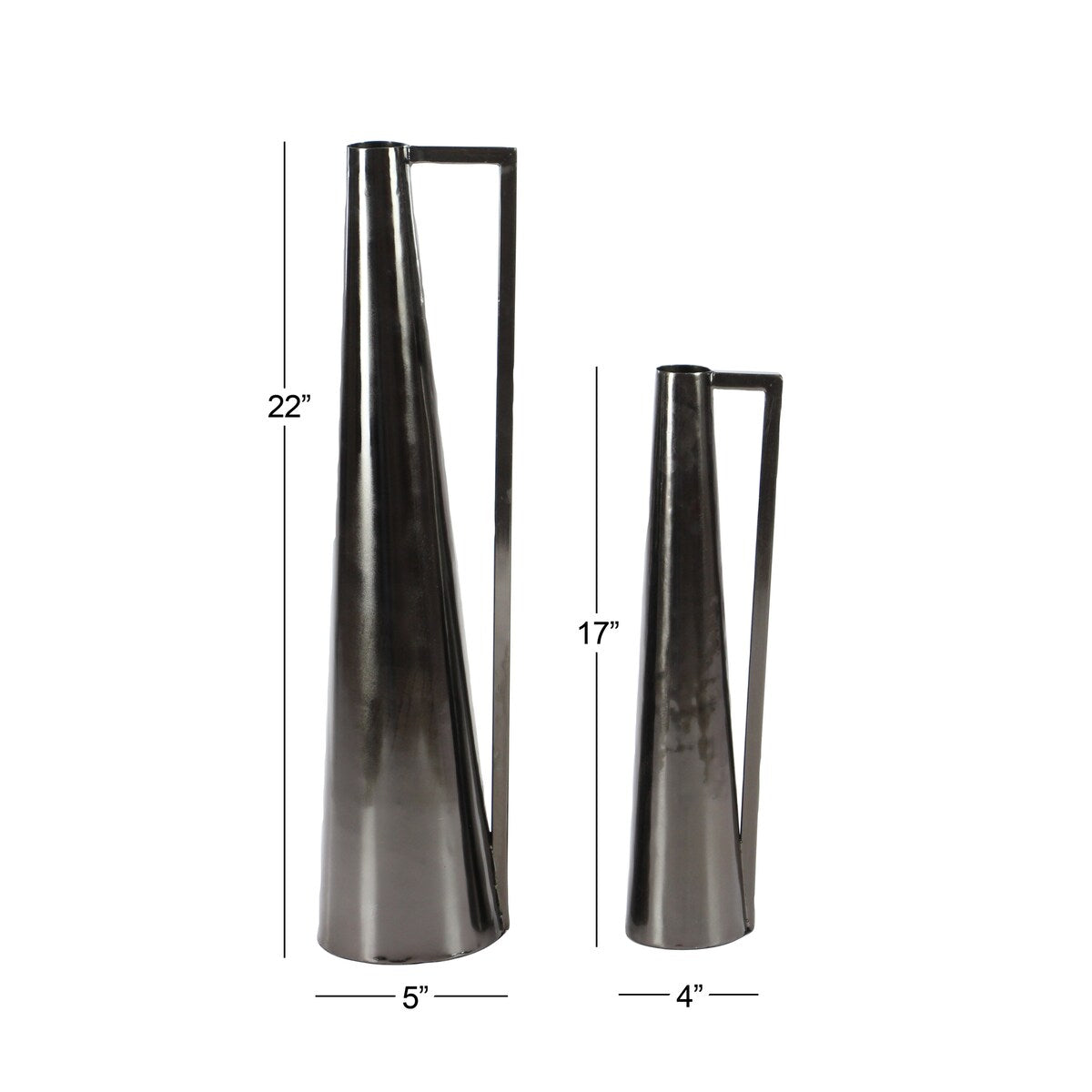 Metal Slim Cone Decorative Vase with Handles - Set of 2 Black, White, Gold, Silver, Dark Gray - CosmoLiving by Cosmopolitan