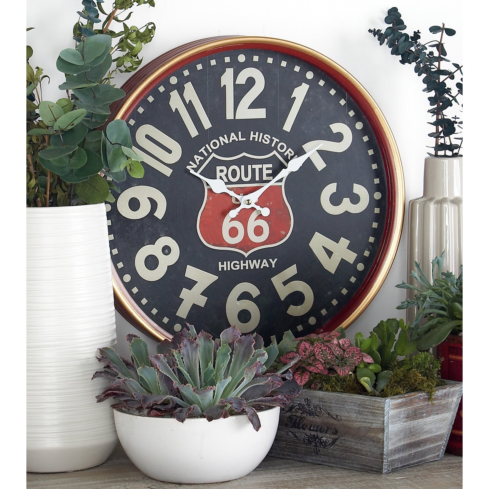 Black Iron Traditional Wall Clock No Theme 16 x 16 x 3