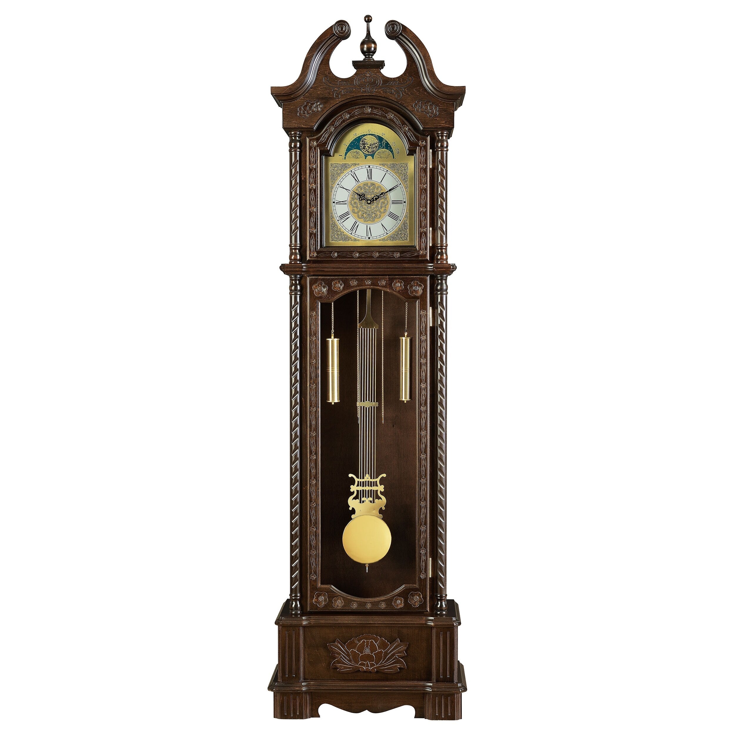 Cedric Golden Brown and Gold Grandfather Clock with Chime