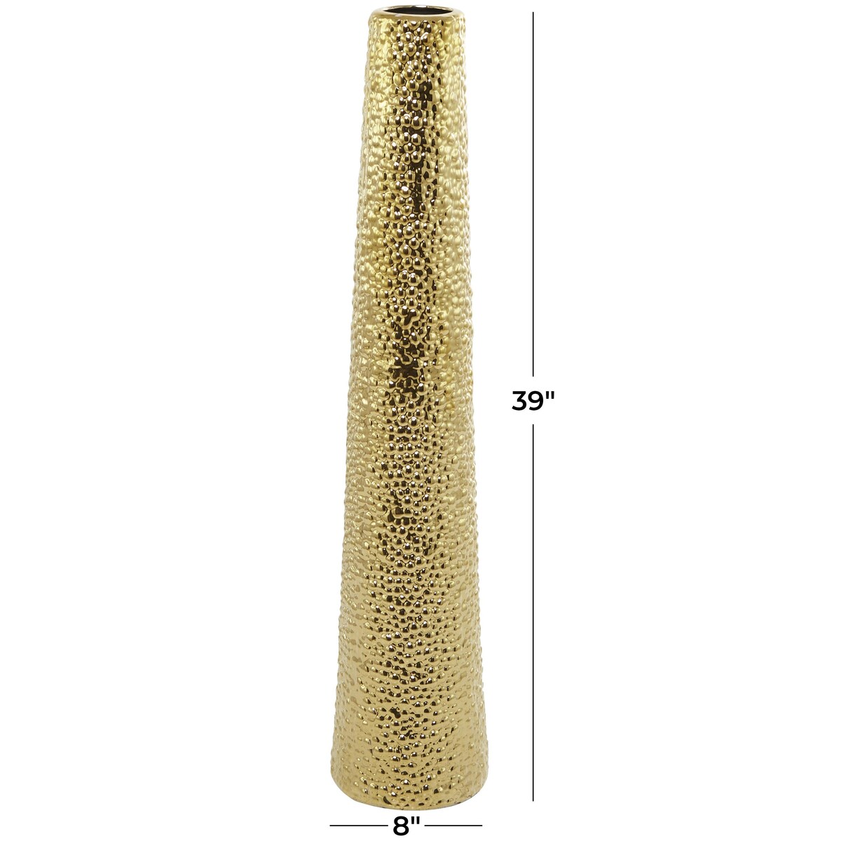 Ceramic Tall Cone Decorative Vase with Bubble Texture - Silver, White, Black, Gold - Roche River Decor