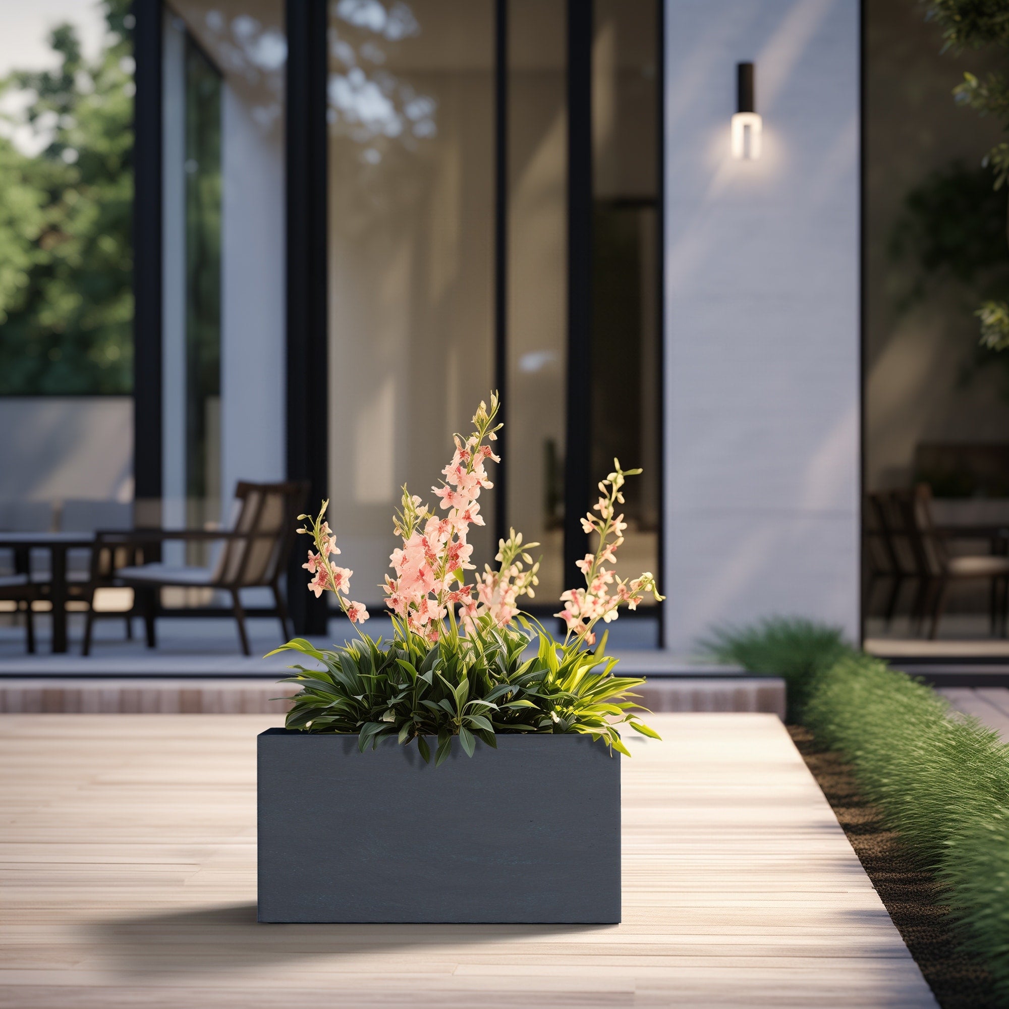 Tall Concrete Rectangle Plant Boxes / Large Indoor and Outdoor Flower Planters