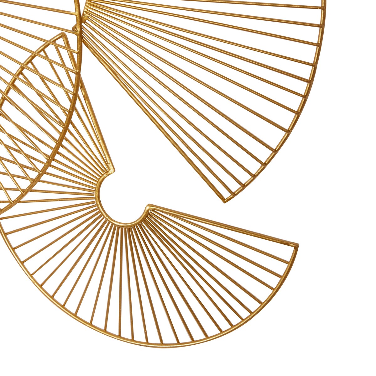 Metal Sunburst Half Moon Overlapping Wire Fan Home Wall Decor - Gold - CosmoLiving by Cosmopolitan