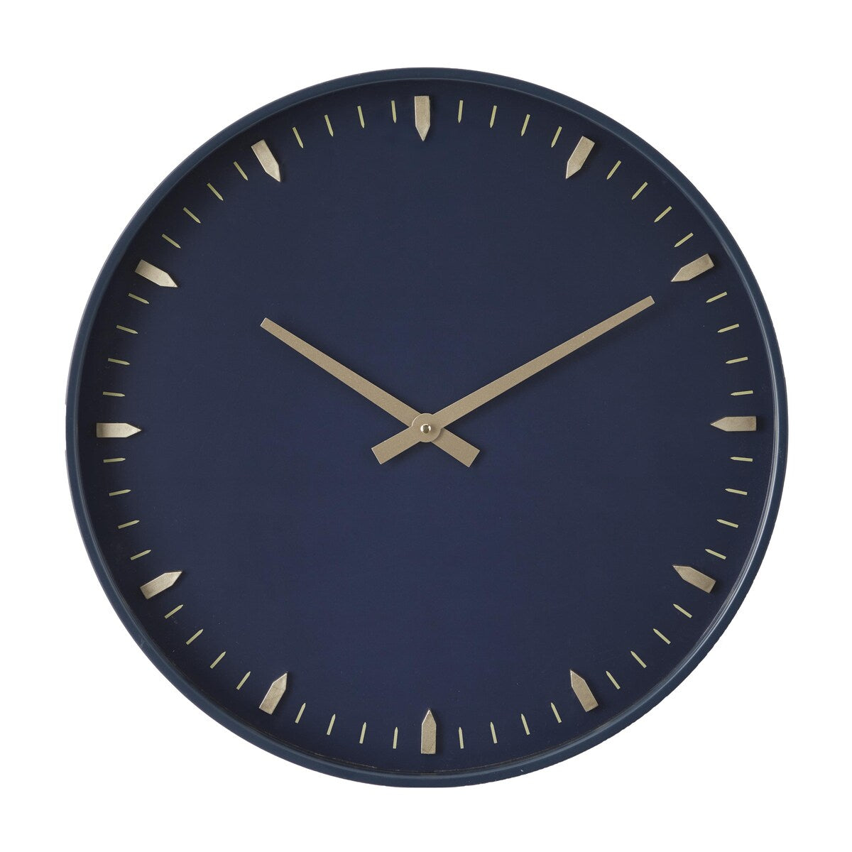 Glass or Plastic Decorative Wall Clock with Gold or Black Accents - Dark Blue, Gold, Black - Roche River Decor