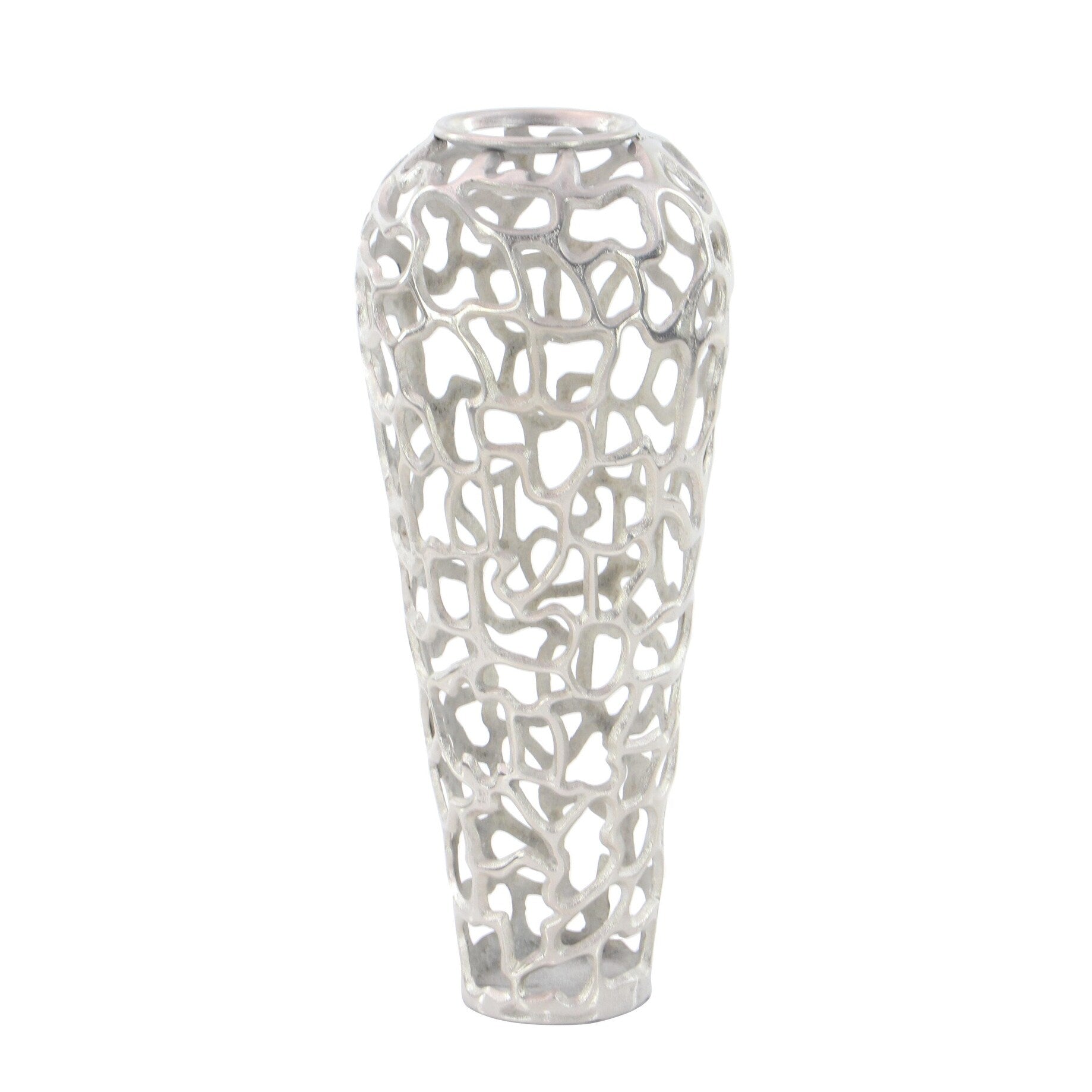 Aluminum Metal Cutout Coral Decorative Vase - Gold or Silver - Roche River Decor