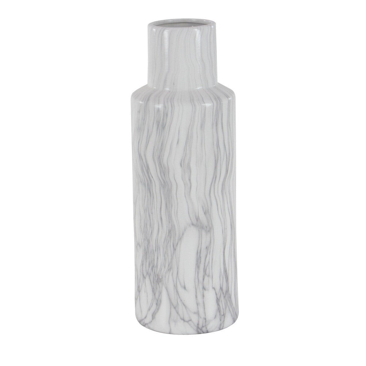 Ceramic Faux Marble Decorative Vase - White - Roche River Decor