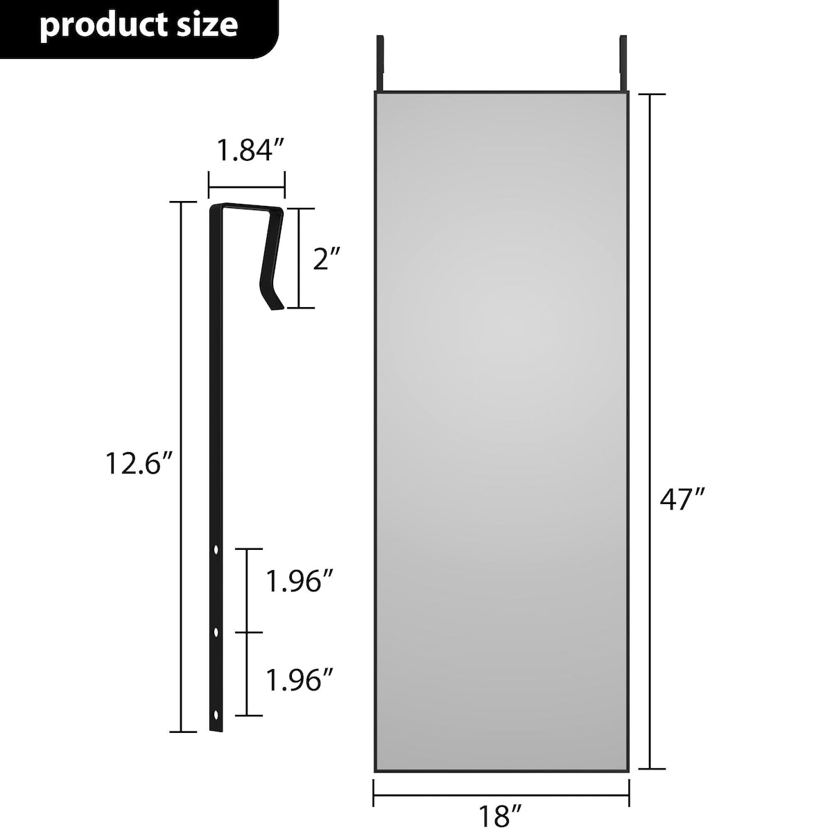 Full Length Door Mirror 47x18 Wall Mounted Mirror - Silver_47*18