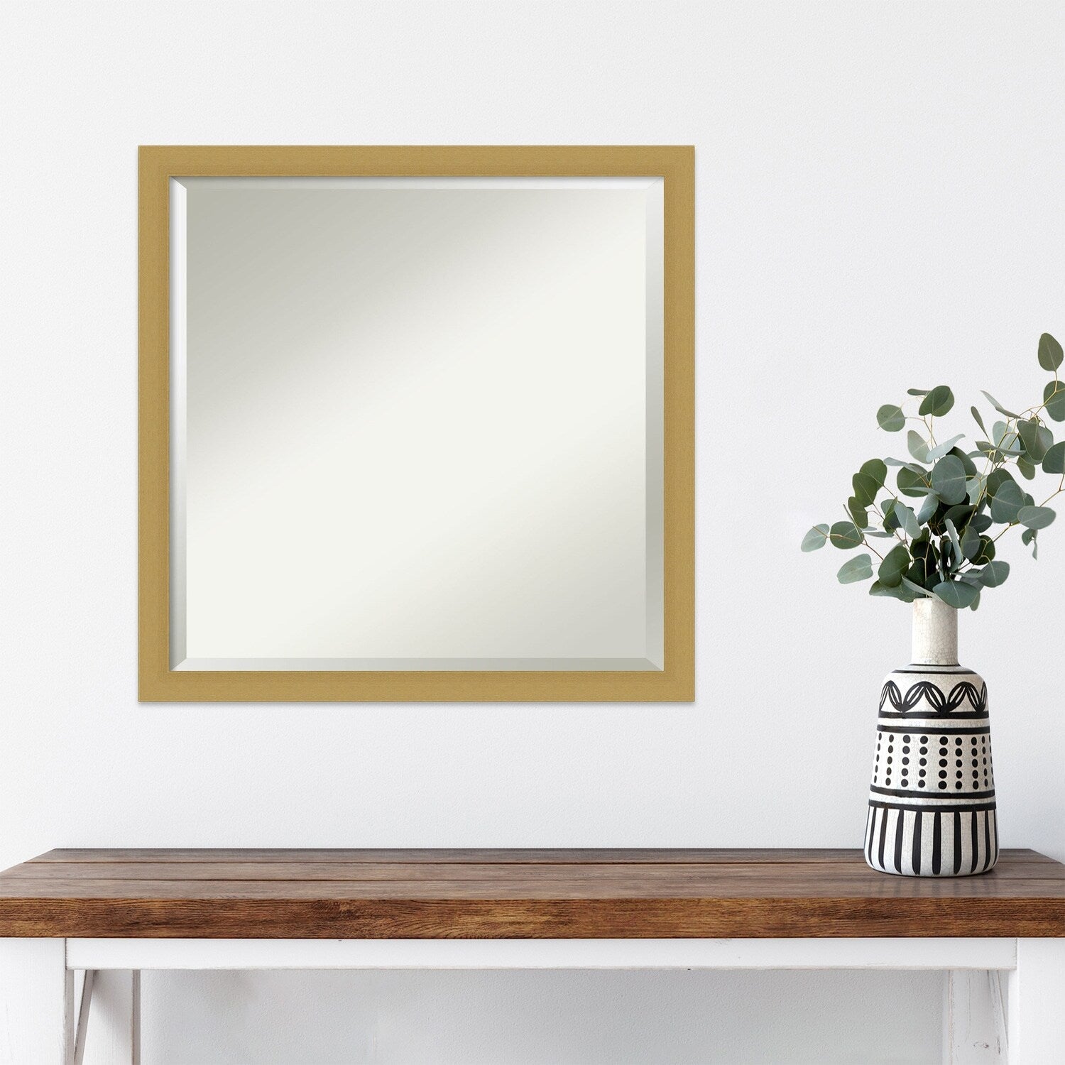 Beveled Wall Mirror - Grace Brushed Gold Narrow Frame