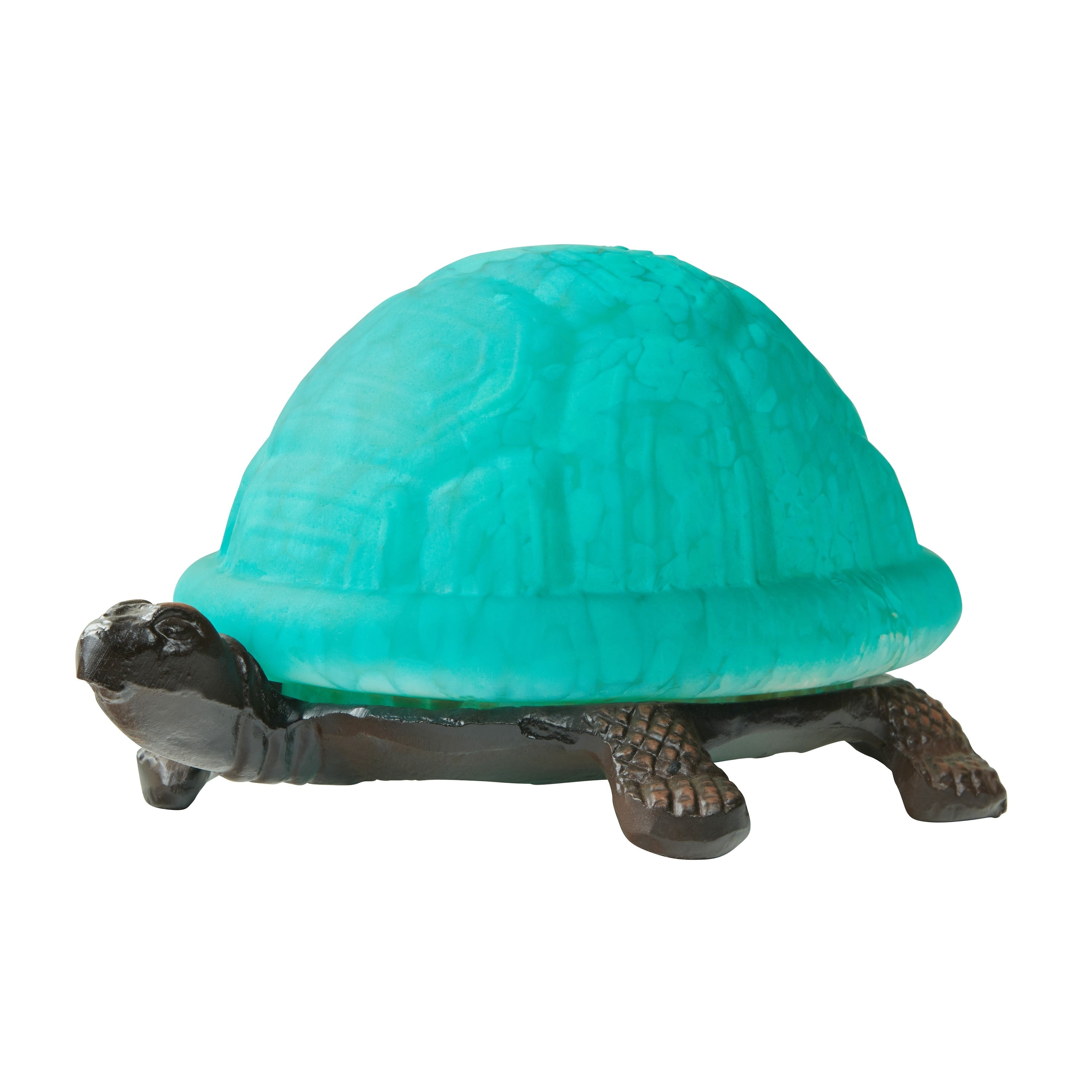 Turtle River of Goods Aqua Glass and Metal 4.75-Inch Accent Lamp - 8.25 x 5.9 x 4.75