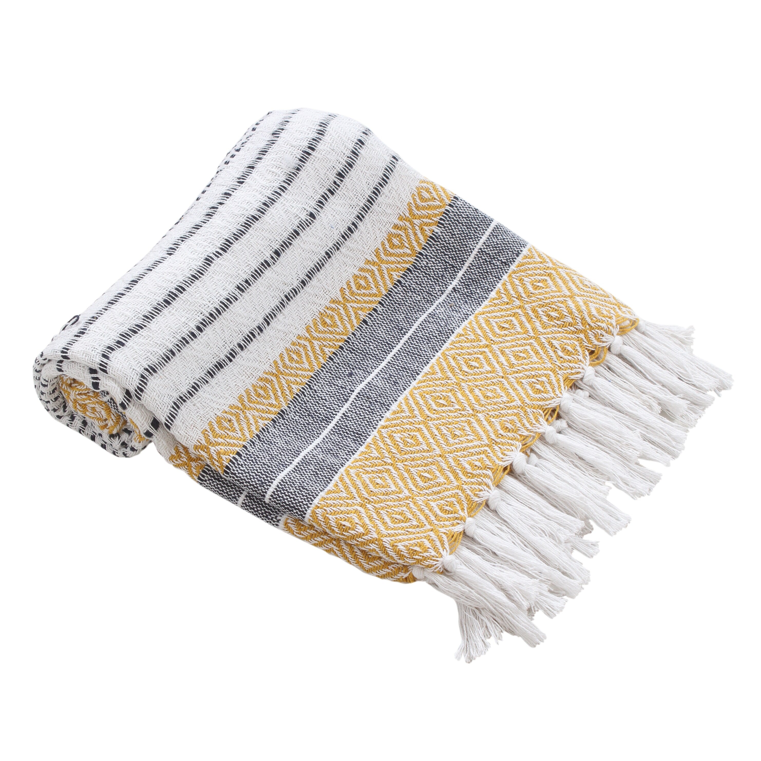 Premium Cotton Cozy Throw Blanket with Tassels - 50x60 Inches, All-Season Comfort