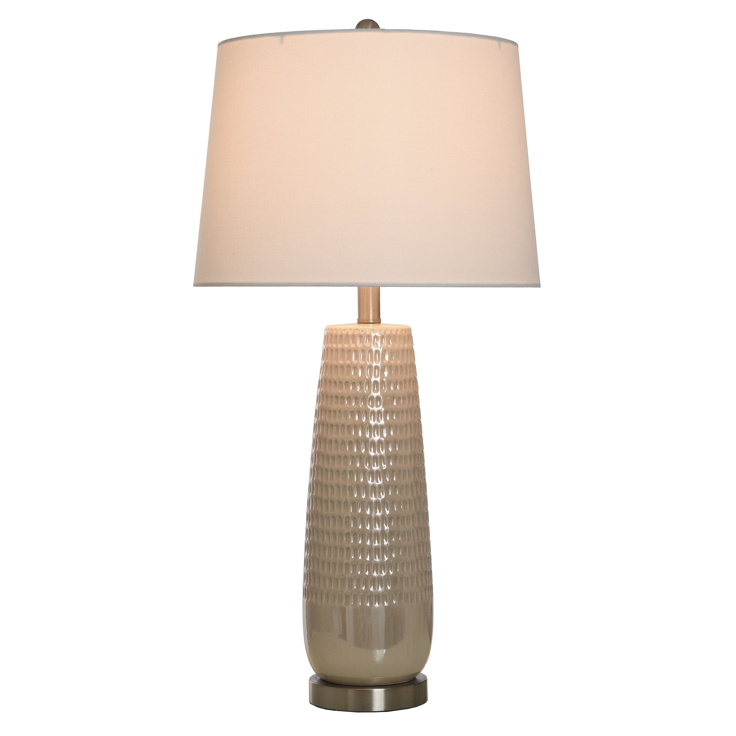 Starlite - Ceramic Table Lamp - Dimpled Luster Finish - Off-White Shade