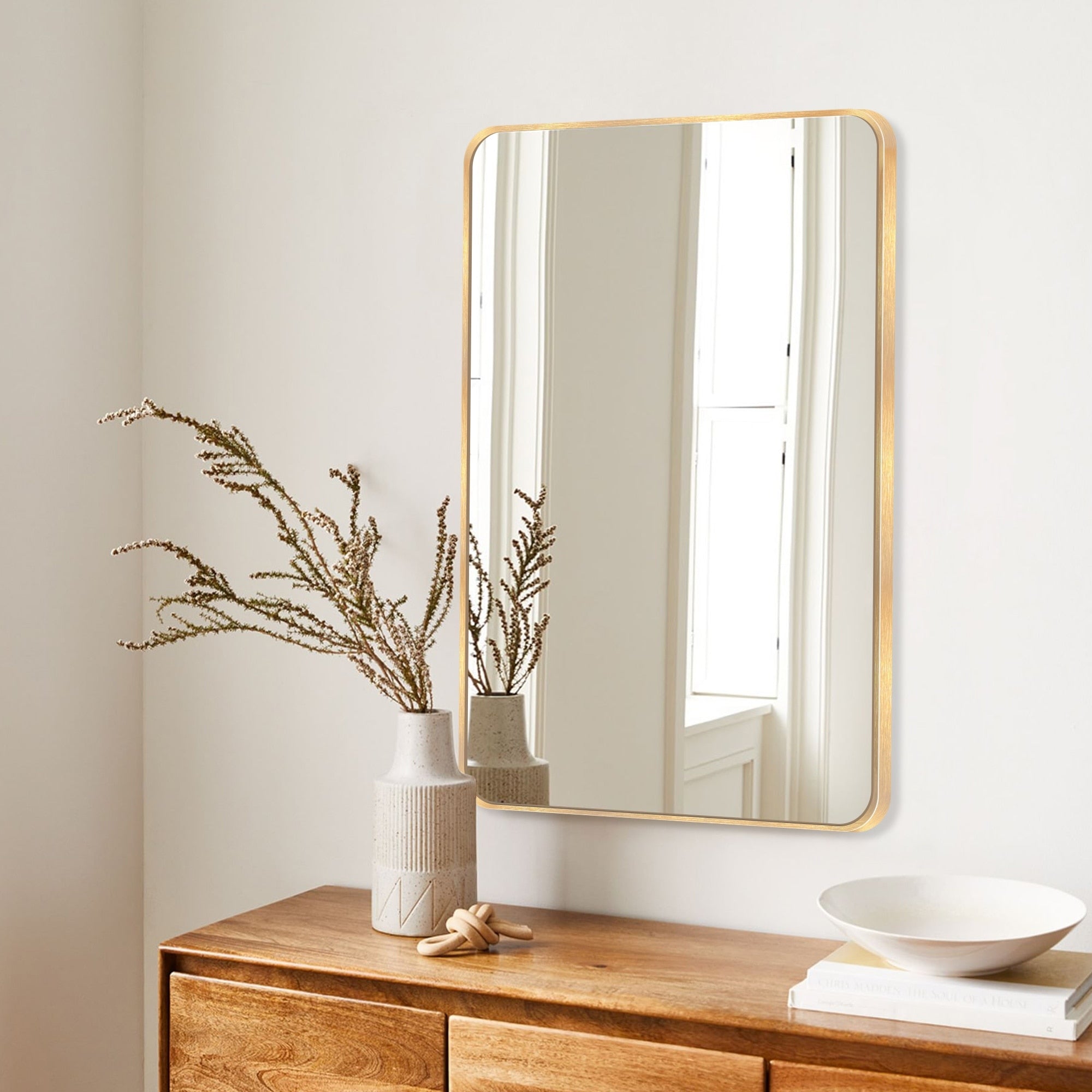 Wall Mount Bathroom Rectangle Vanity Mirror (Horizontal/Vertical)