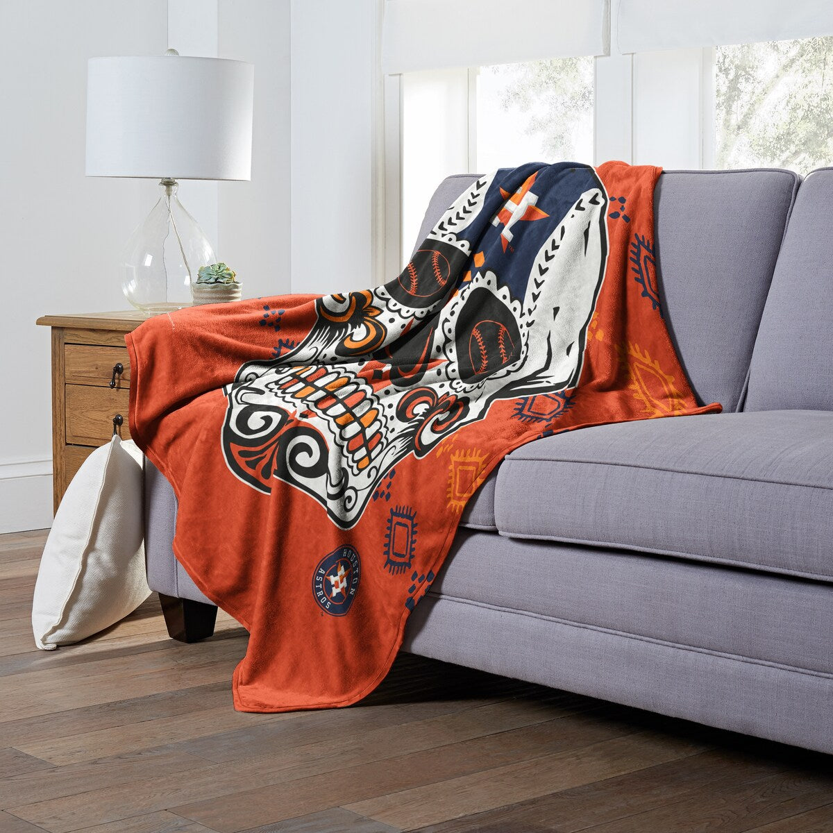 MLB Candy Skull Houston Astros Silk Touch Throw