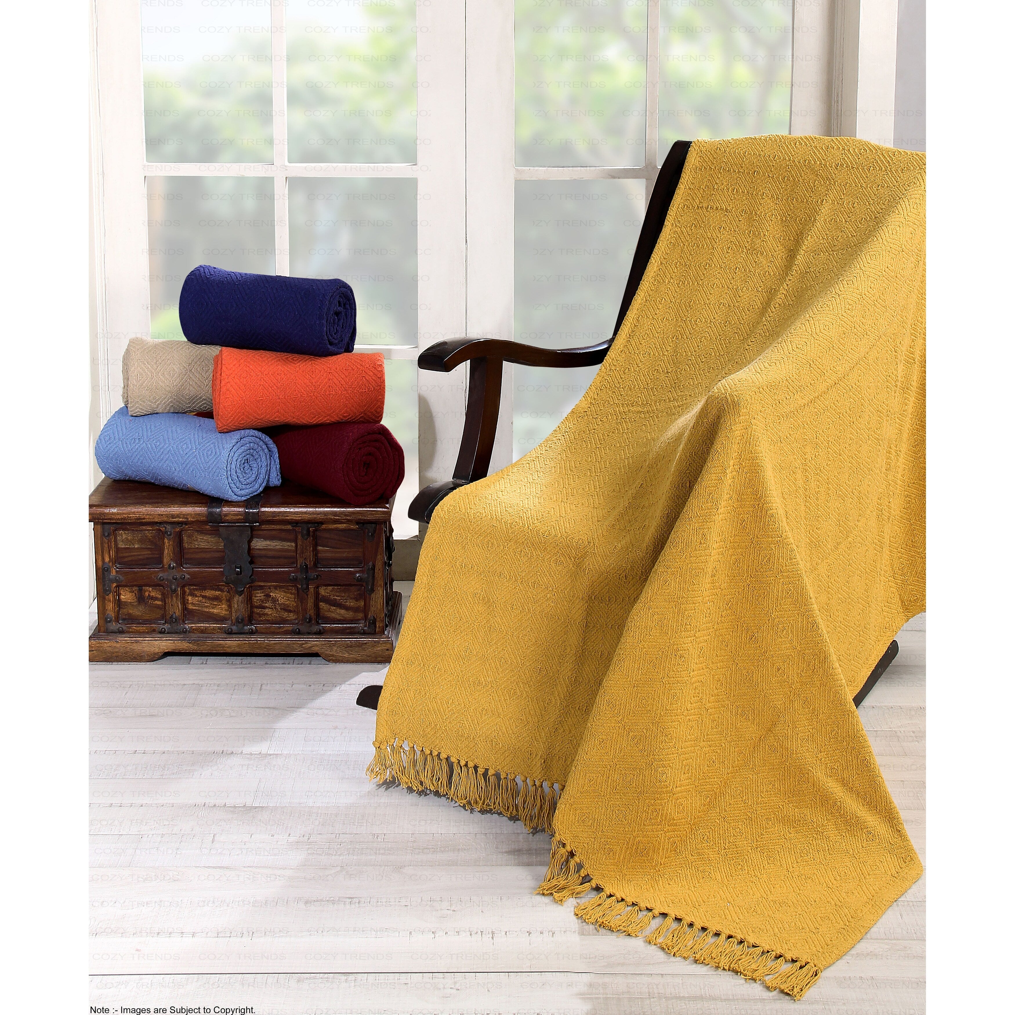 Luxurious 100-percent Cotton All Season Soft Throw Blanket (Set of 2)