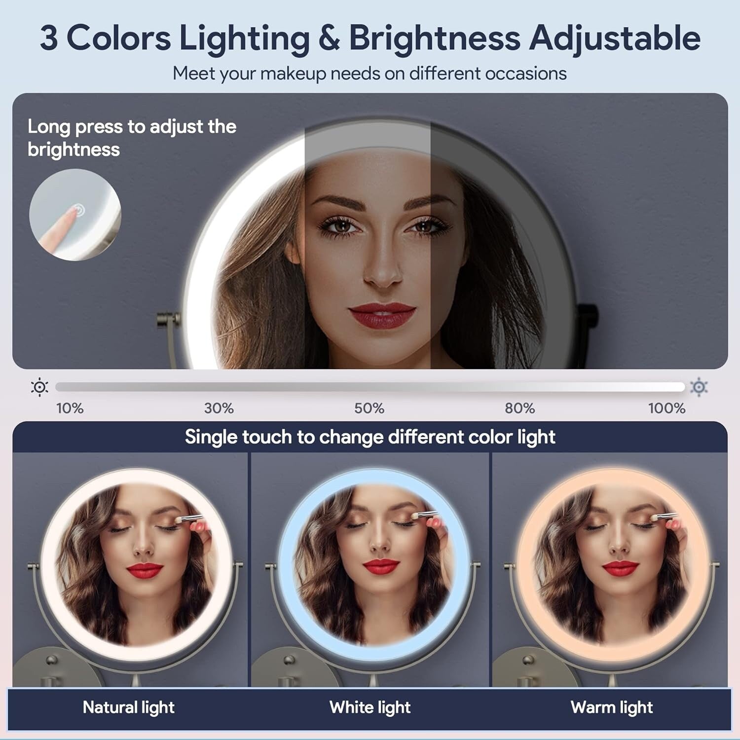 Rechargeable Wall Mounted Lighted Makeup Mirror