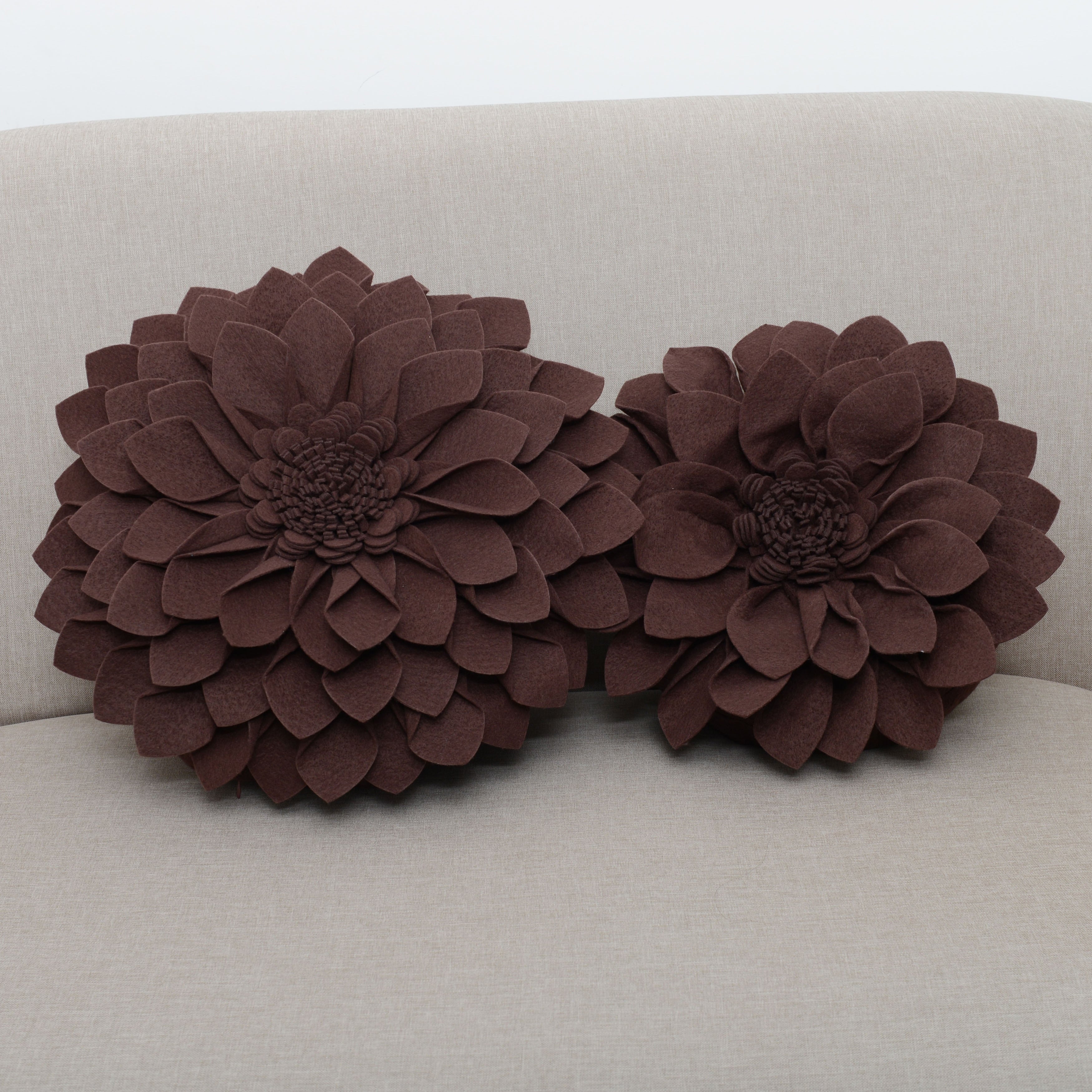 Felt Flower Design Throw Pillow