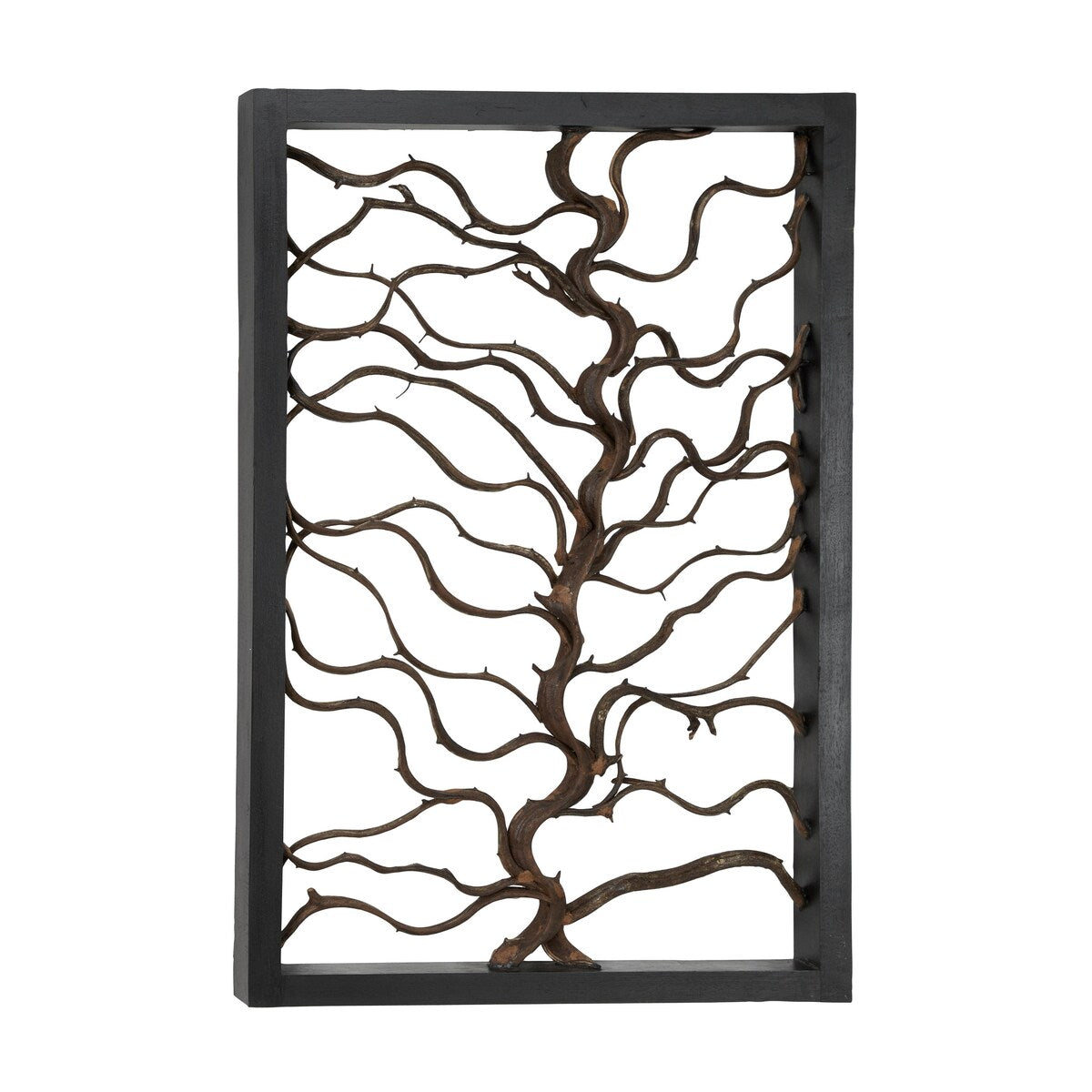 Wood Tree Branch Home Wall Decor with Black Frame - Brown - Roche River Decor