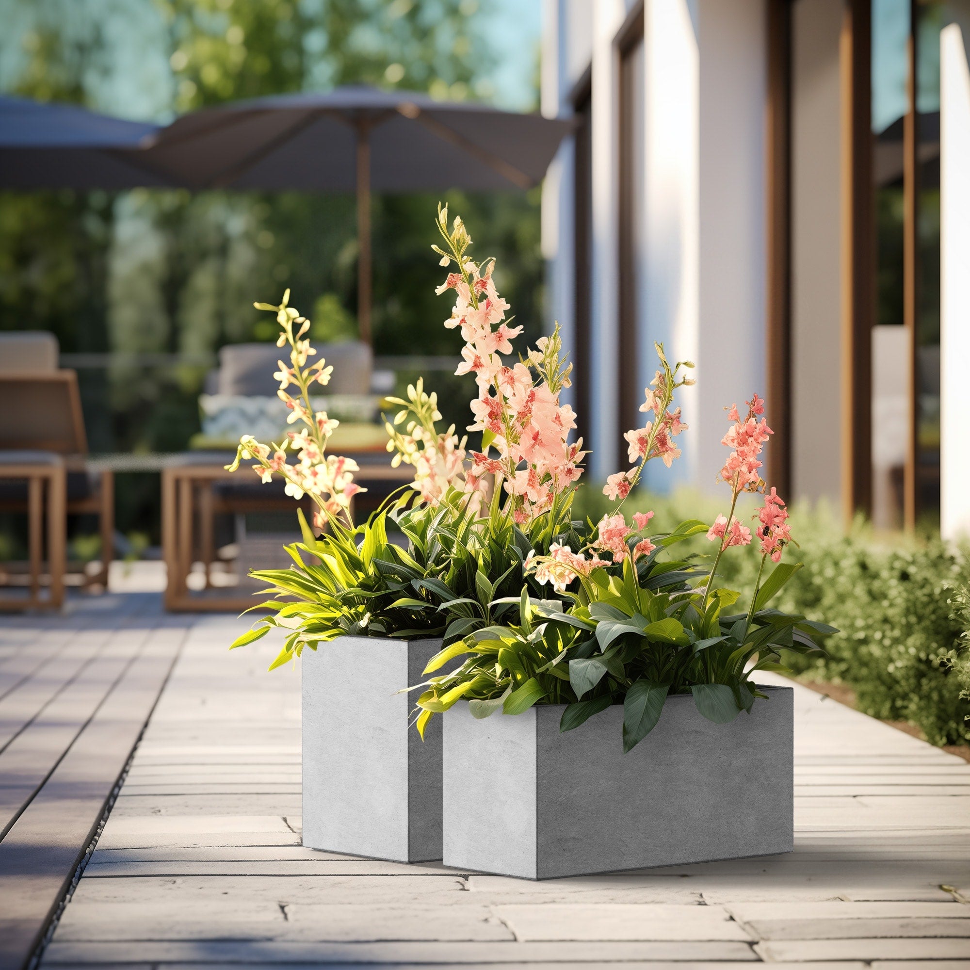 Tall Concrete Rectangle Plant Boxes / Large Indoor and Outdoor Flower Planters