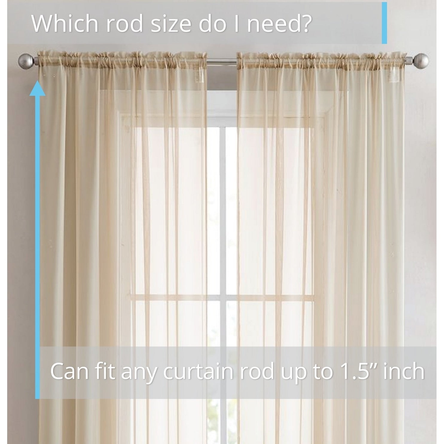 HLC.me Geneva Sheer Voile Window Treatment Rod Pocket Curtain Panels Bedroom and Living Room (Set of 4)