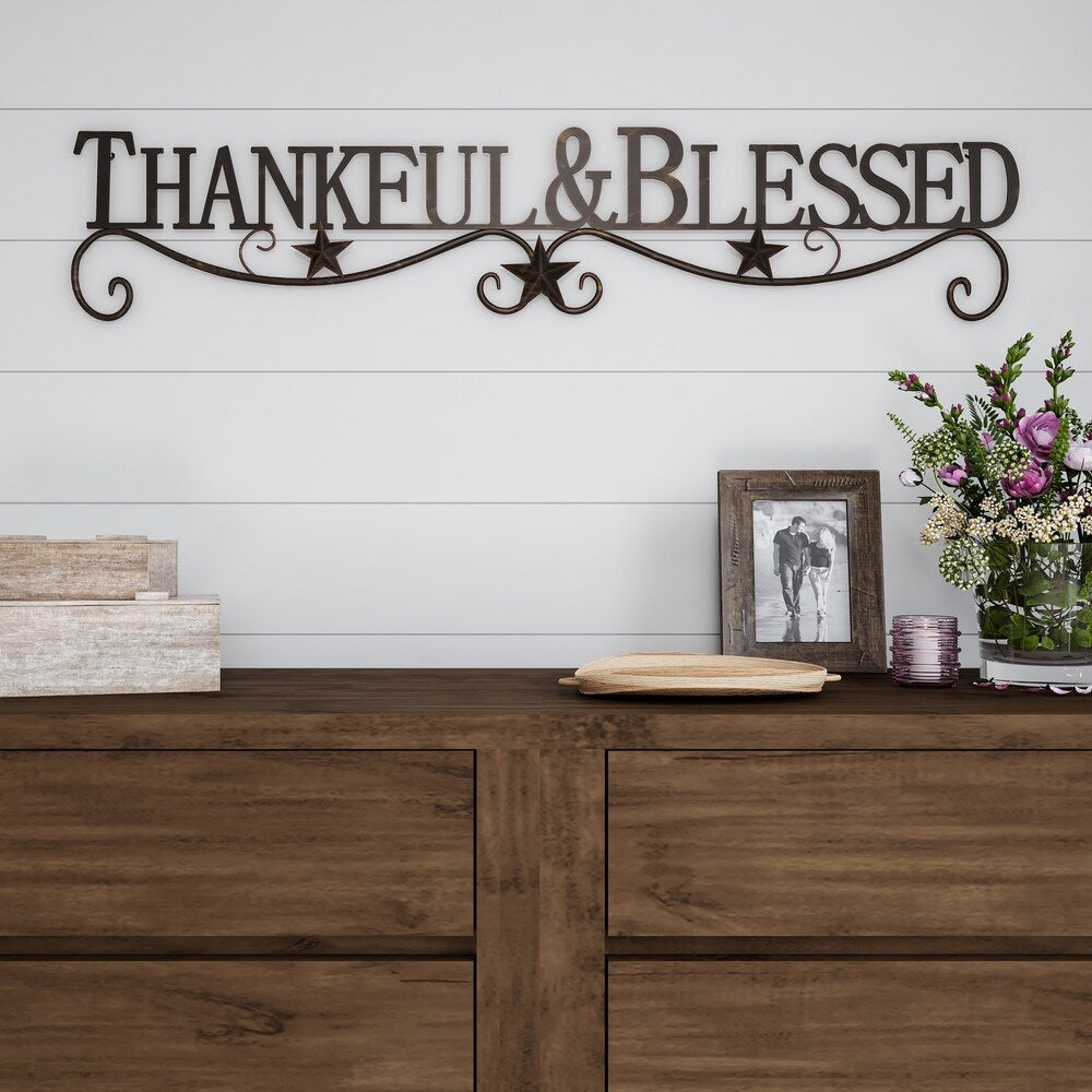 Metal Cutout-Thankful And Blessed Decorative Wall Sign-3D Word Art Lavish Home