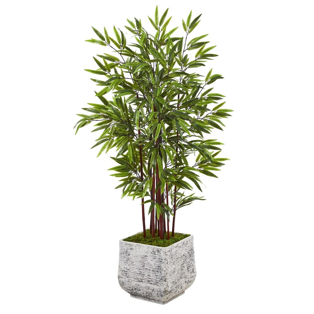 55 Bamboo Artificial Tree in White Planter