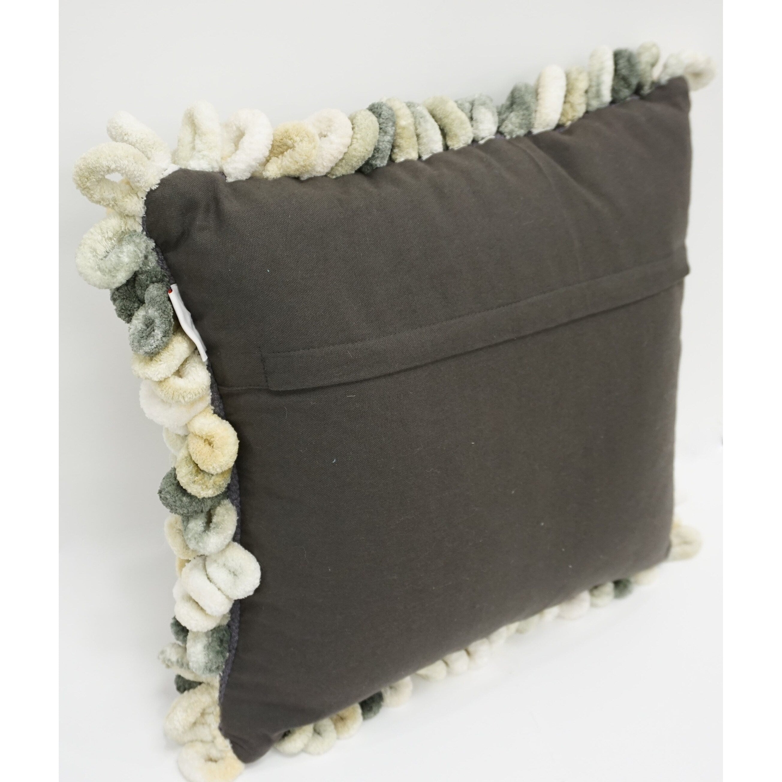 Home&Manor Burford Gray Shaggy Loop Designer Throw Pillow