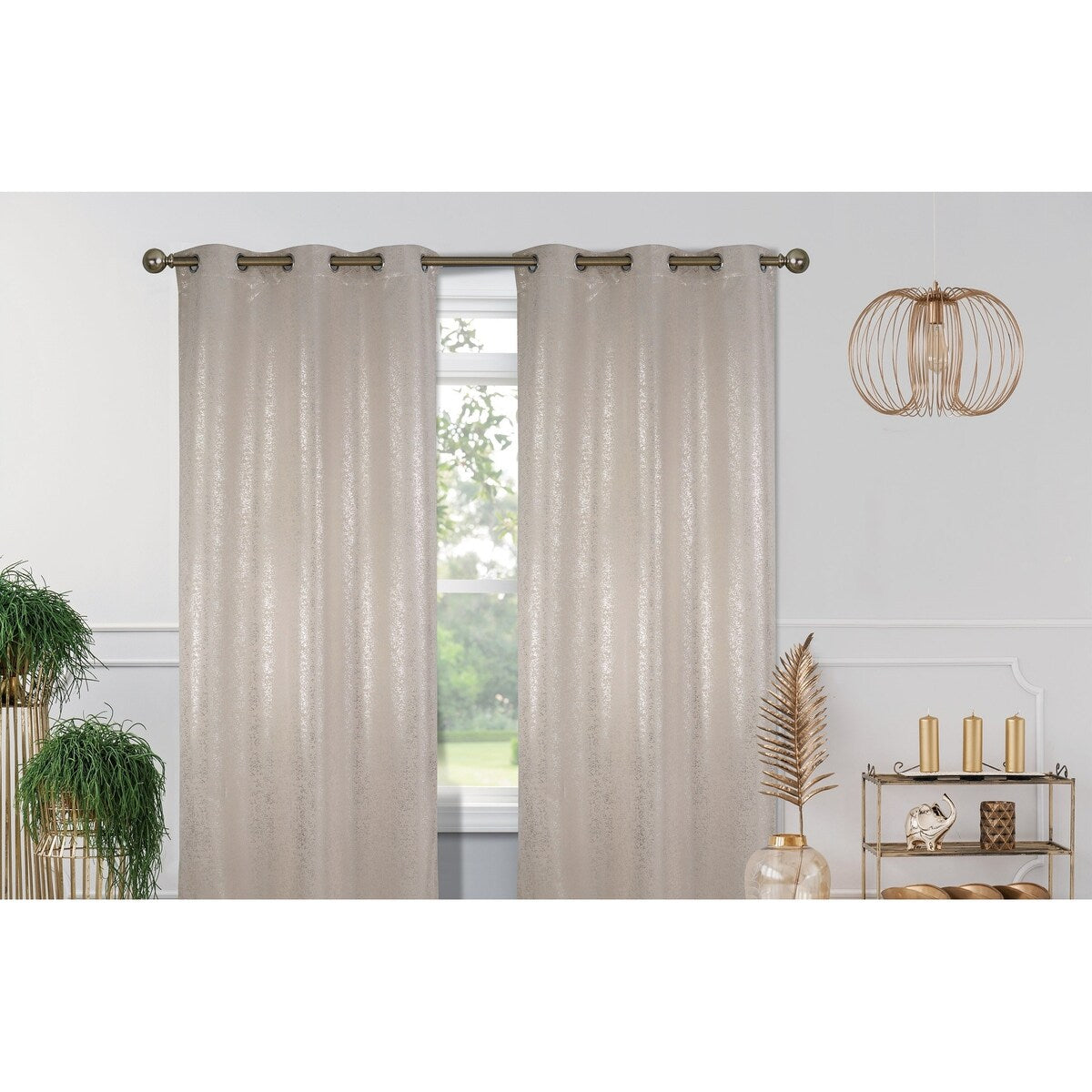 J&V Textiles Cassie Metallic Textured Blackout Grommet Top Curtains - 38X84 -76X84