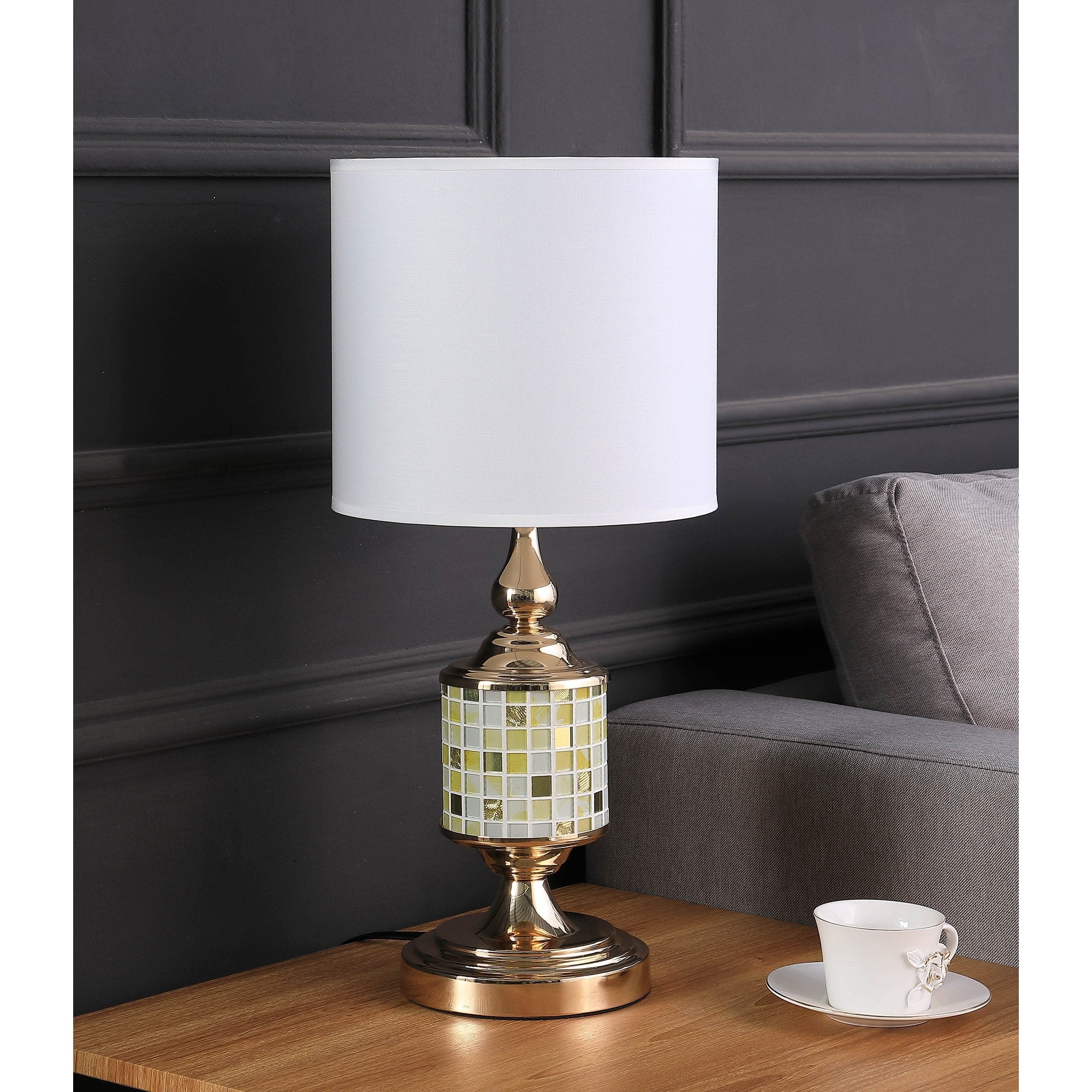 23 In. Layla Rose Gold Bohemian Glass Mosaic Table Lamp