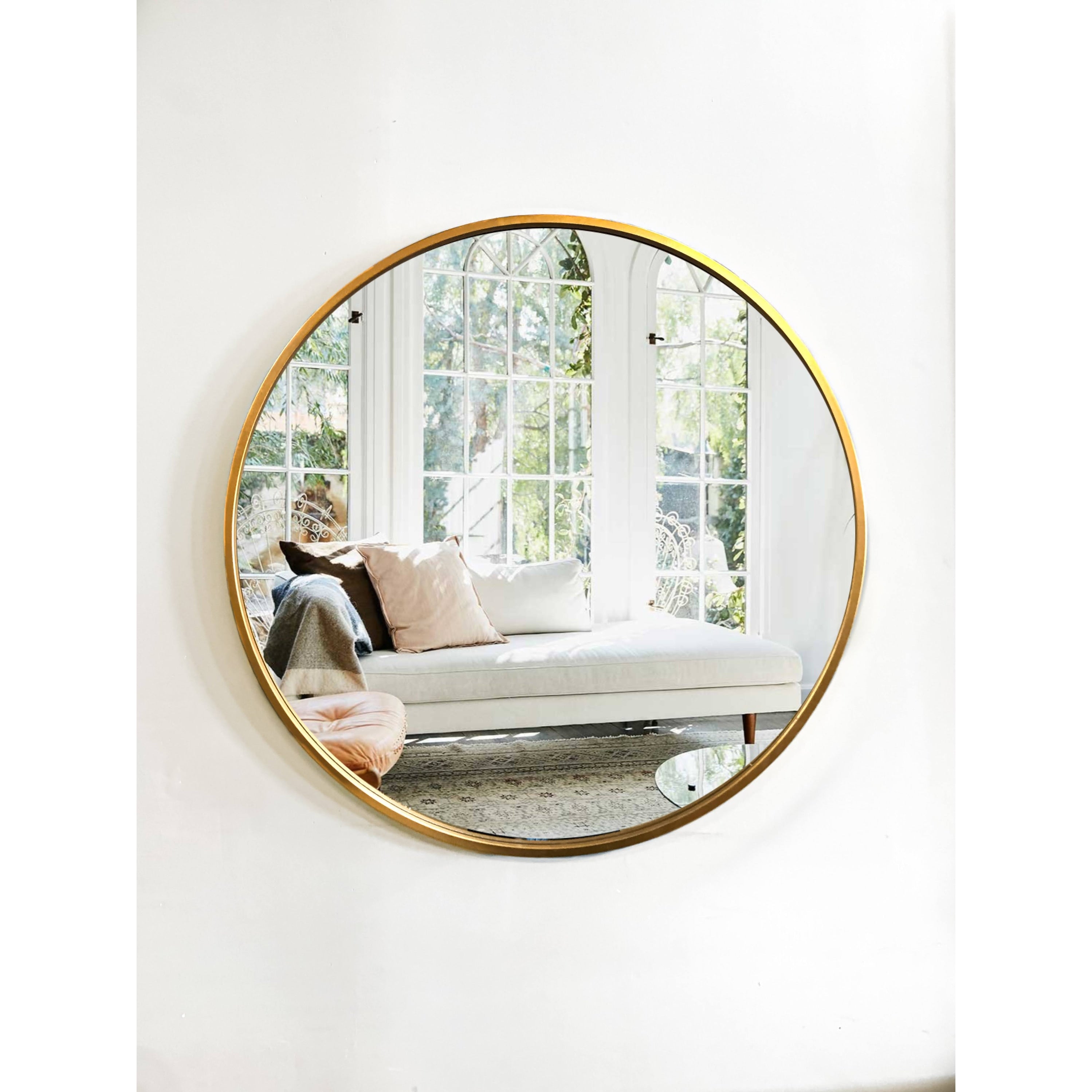 Round Wall Mirror with Gold Metal Frame 32 - Antique Gold