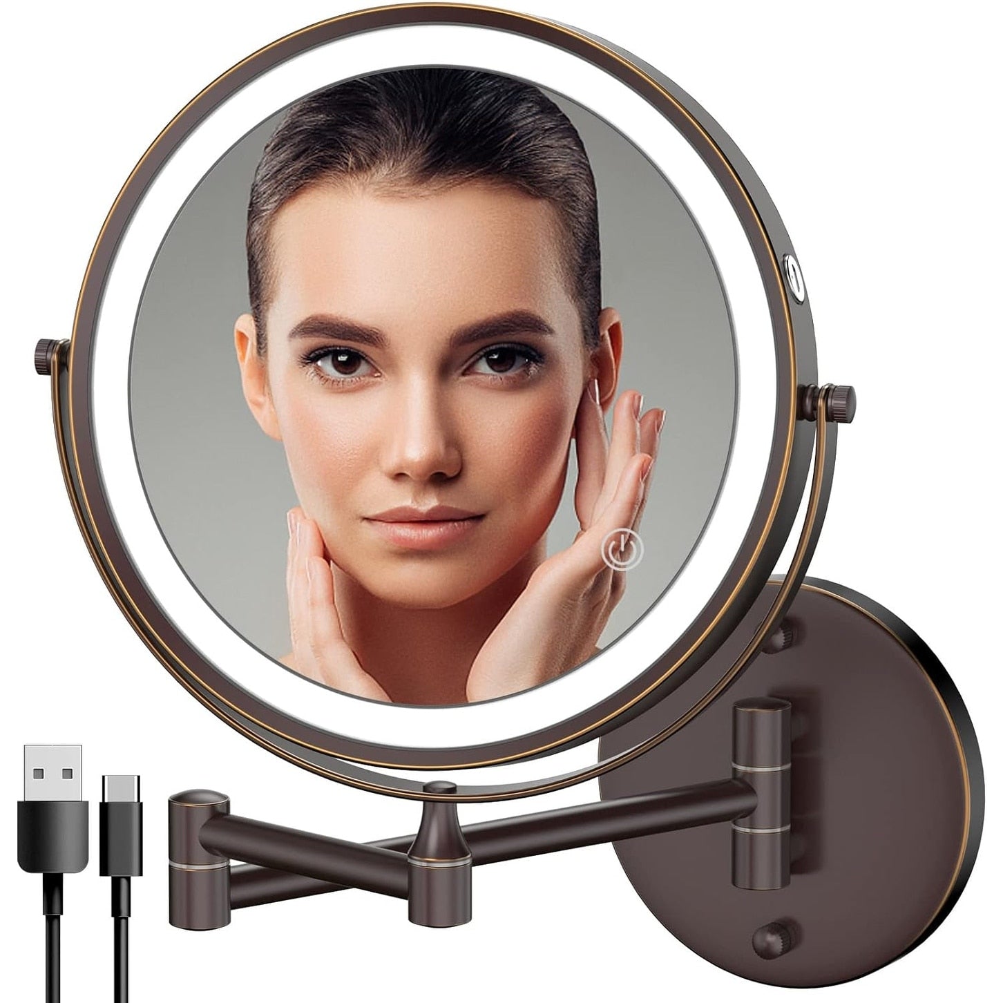 Rechargeable Wall Mounted Lighted Makeup Mirror