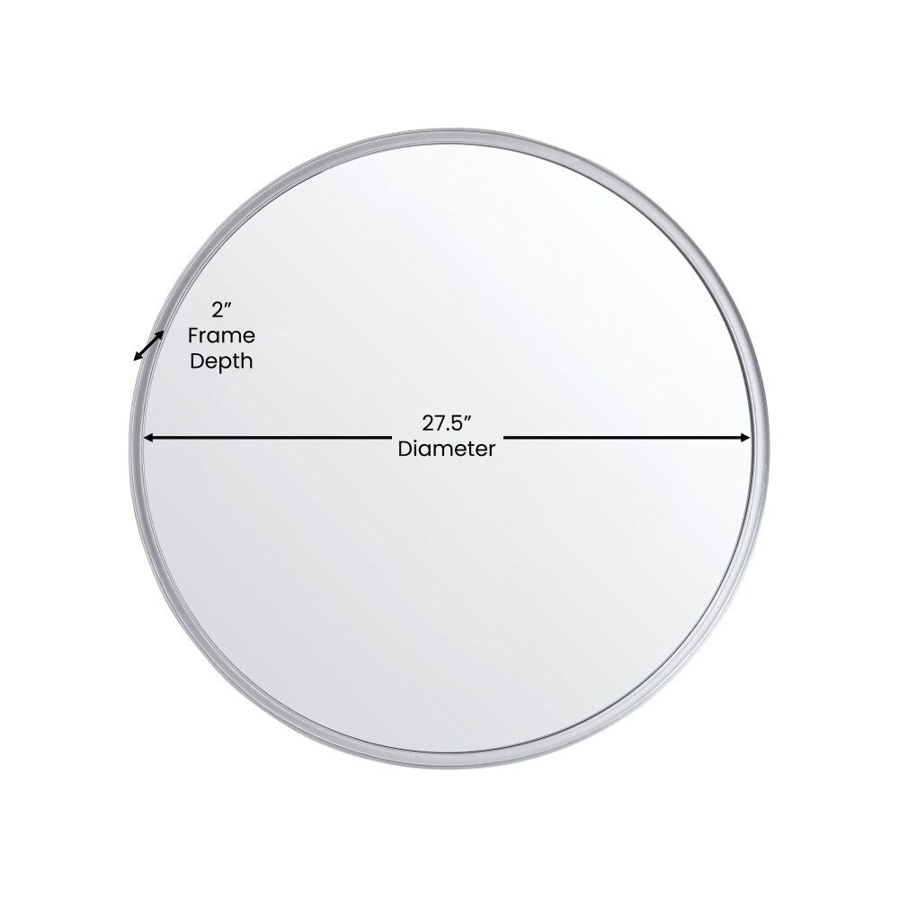 Wall Mount Shatterproof Round Accent Wall Mirror with Metal Frame